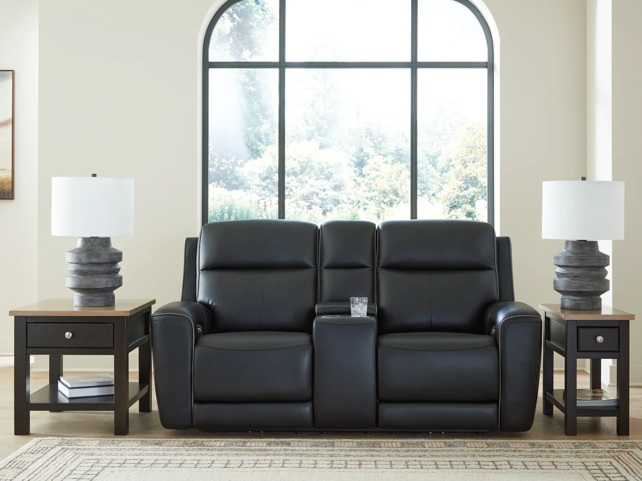 5Z-Comfort - Relaxation - Onyx - Power Recline Loveseat / Console / Adjustable Headrest - Image 2