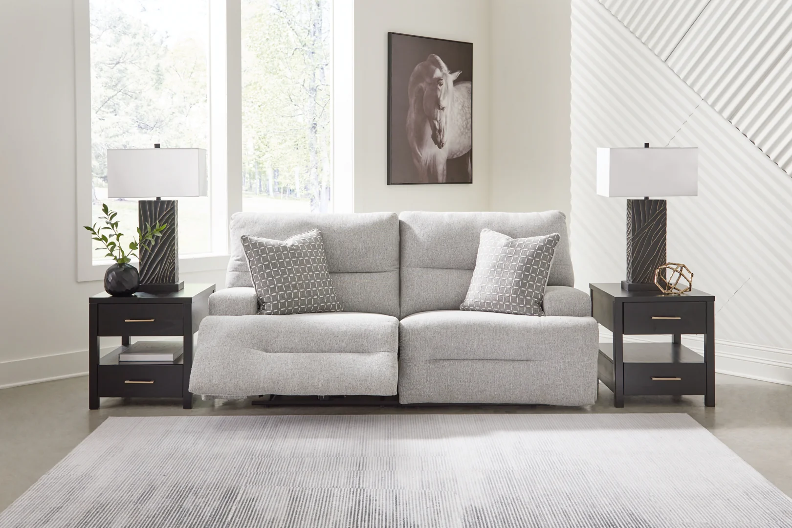 Acklen Place - 2-Piece Power Reclining Sectional Loveseat - Pewter - Image 2