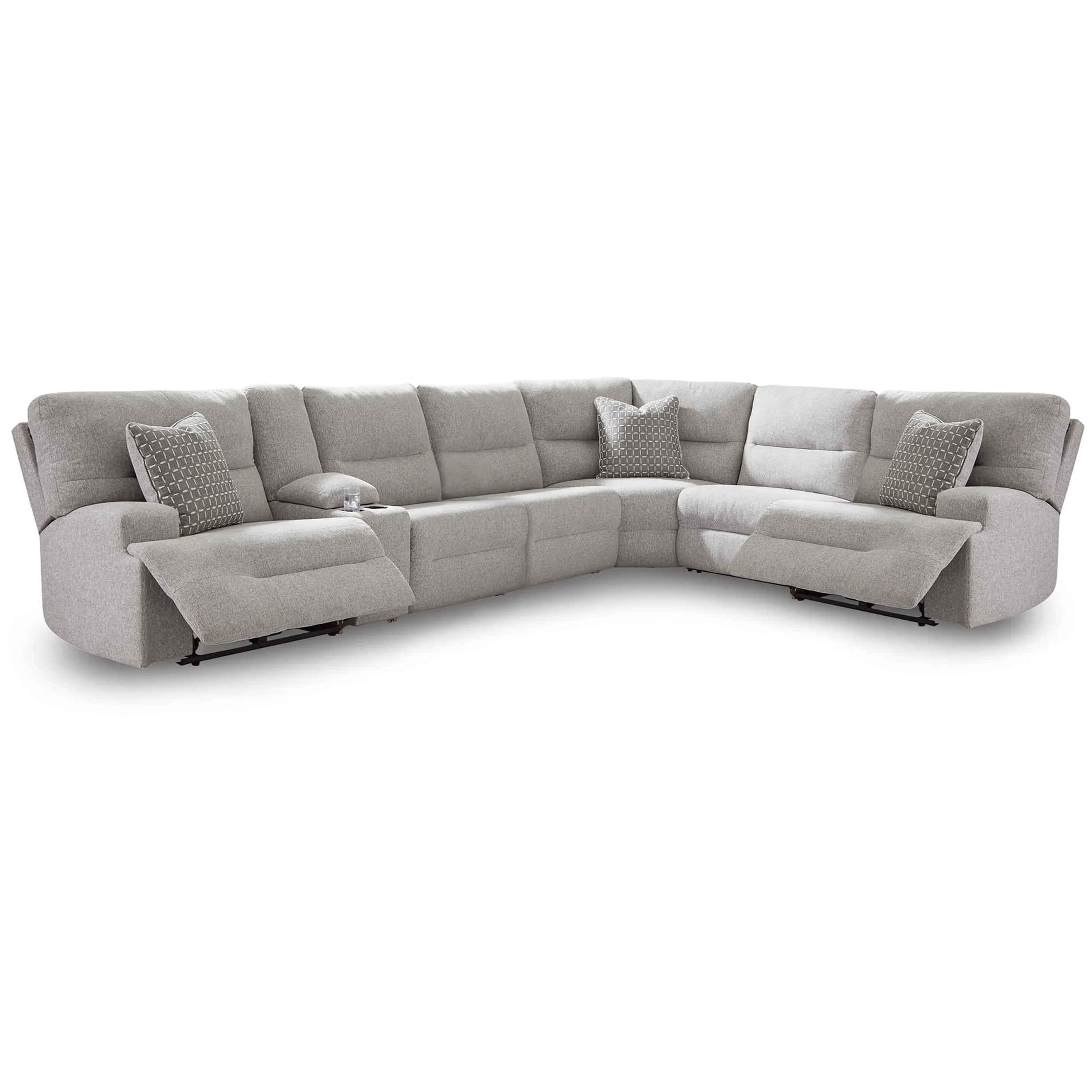 Acklen Place - 7-Piece Power Sectional Reclining Sofa With Storage Console - Pewter