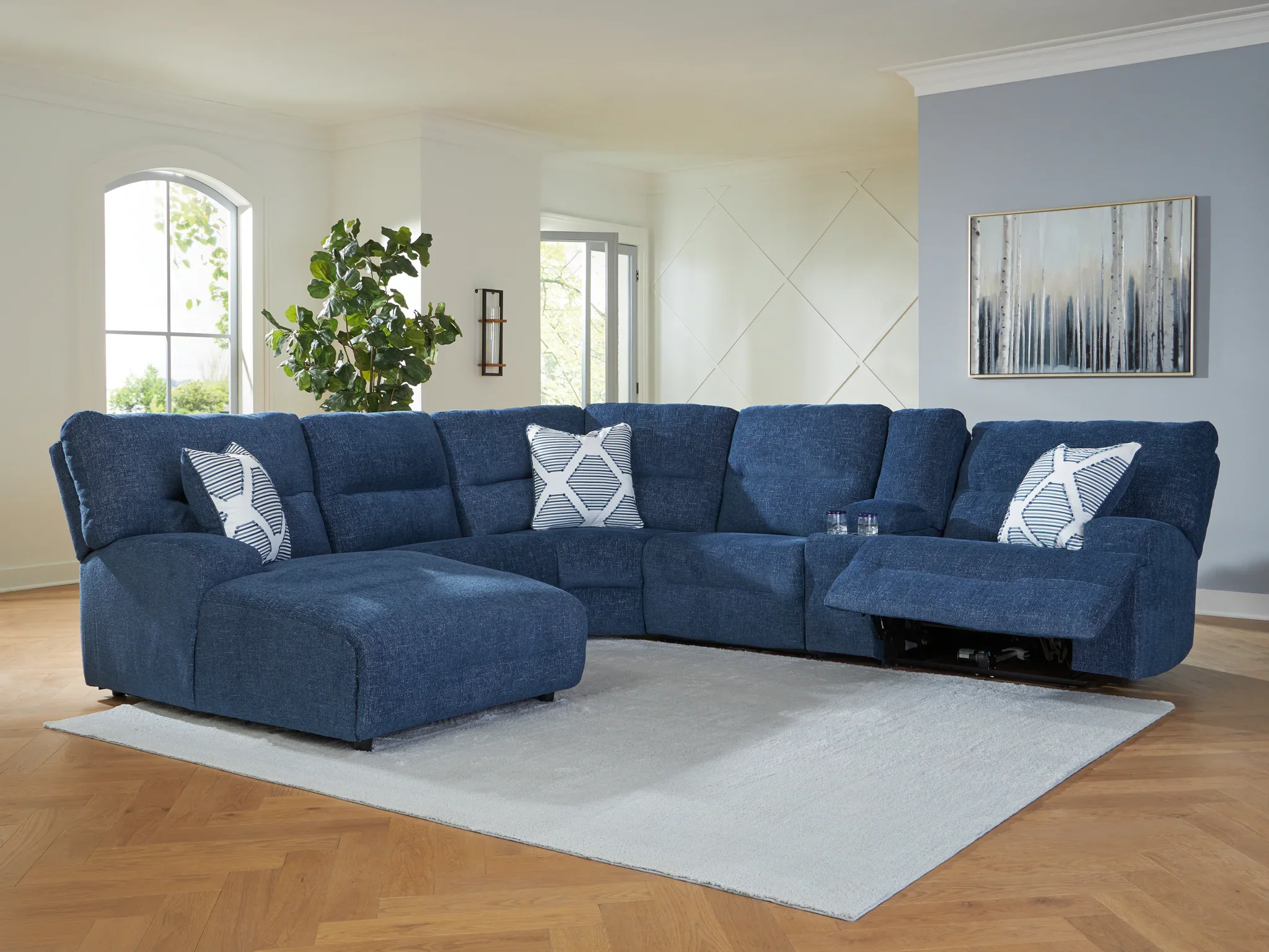 Acklen Place - Navy - 6-Piece Power Reclining Sectional With Laf Power Reclining Back Chaise - Image 2