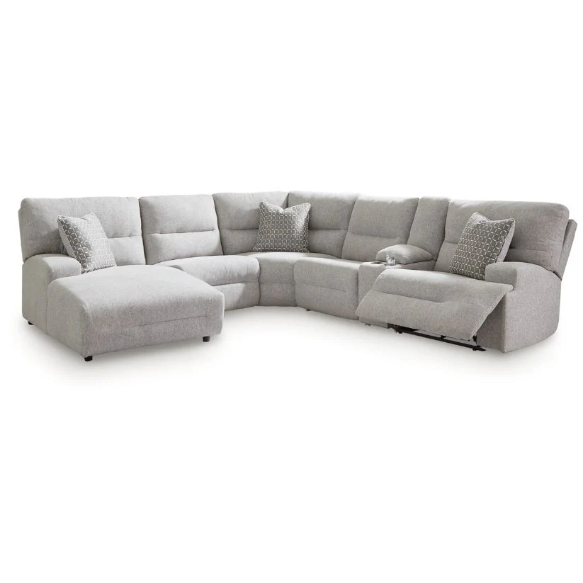 Acklen Place - Pewter - 6-Piece Power Reclining Sectional With Laf Power Reclining Back Chaise