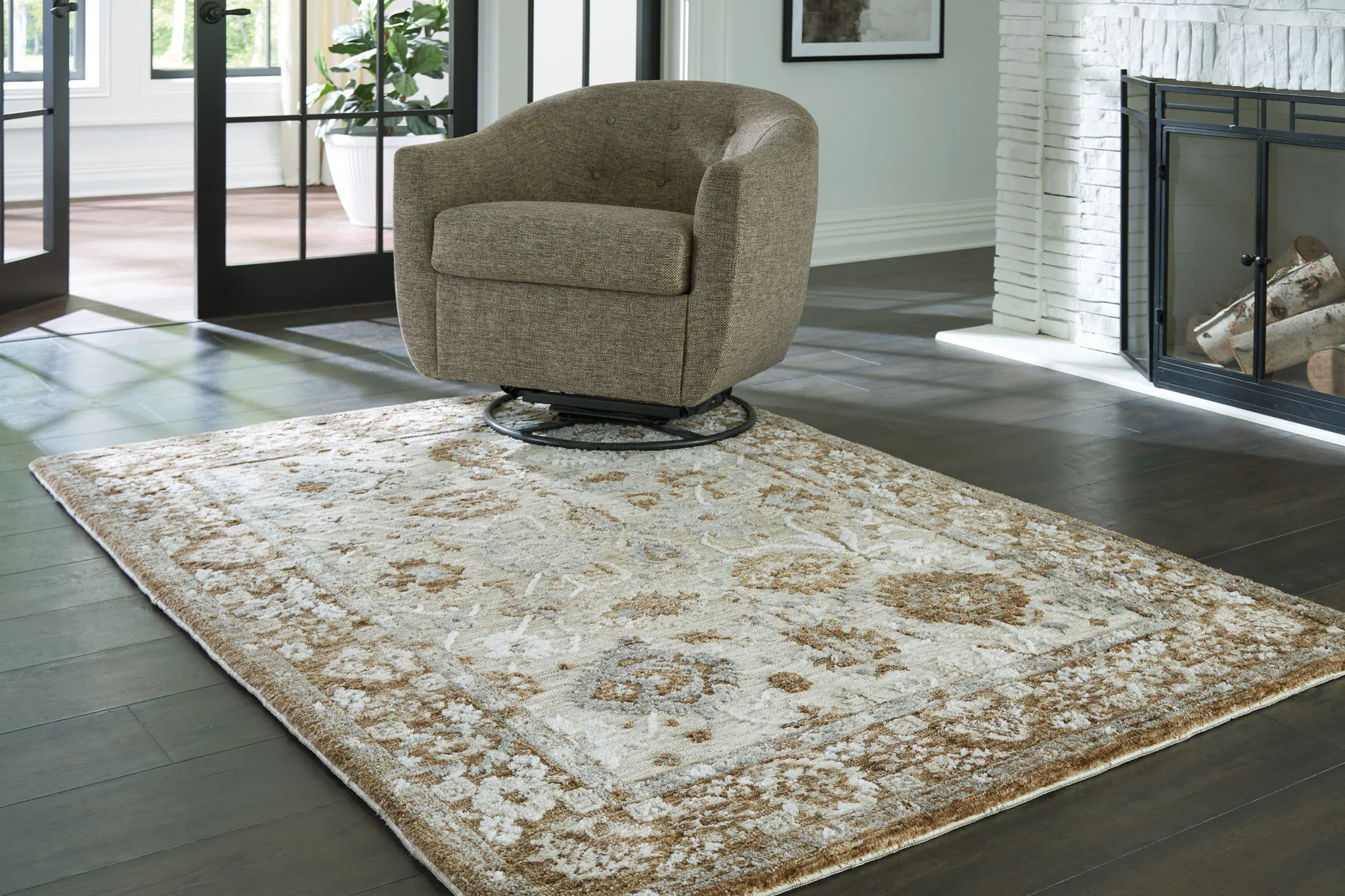 Ainswick - Memory Foam 5' x 7' Rug - Brown / Beige / Gray - Image 2