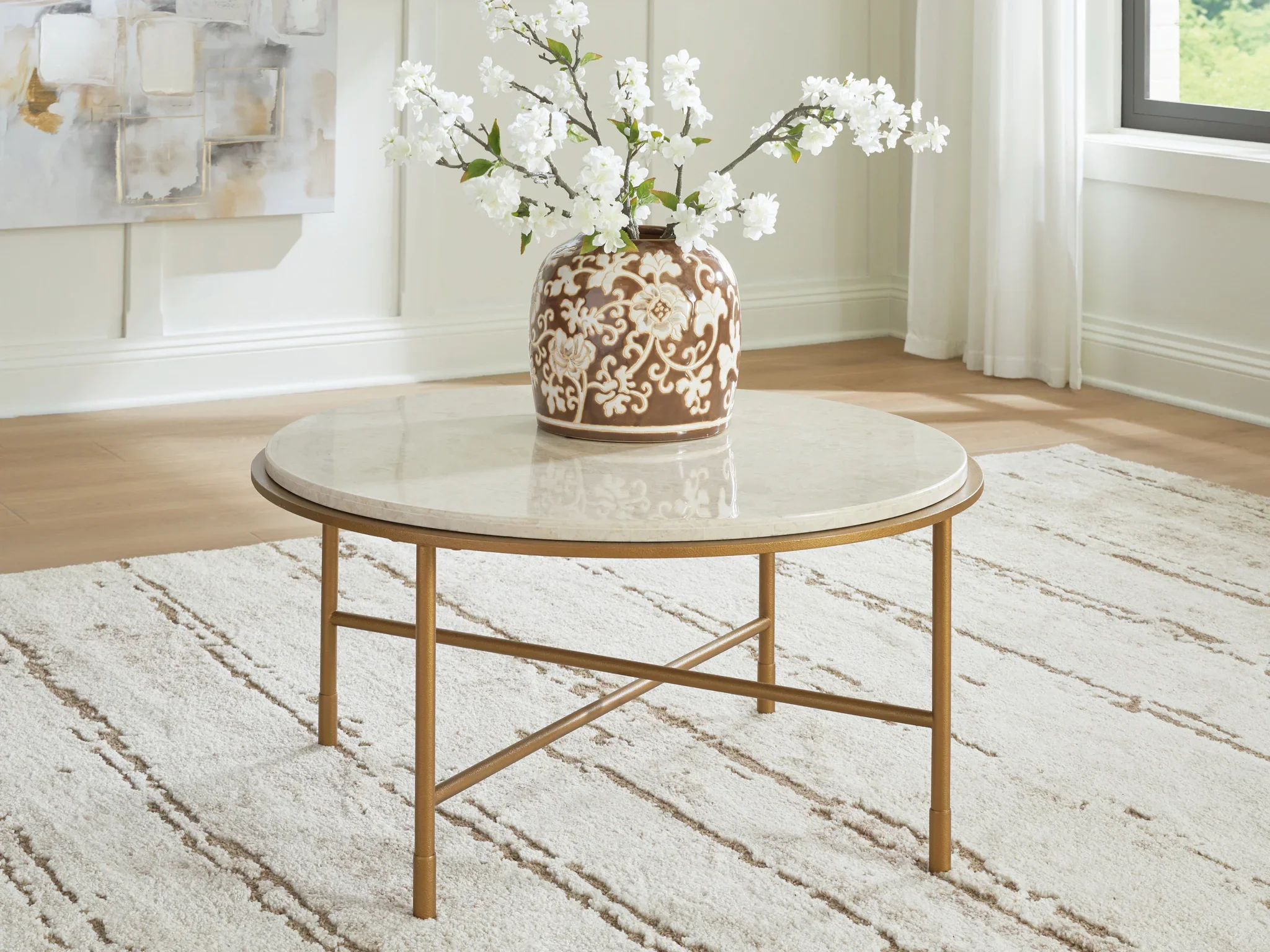 Alben - Round Cocktail Table - Antique Gold - Image 2