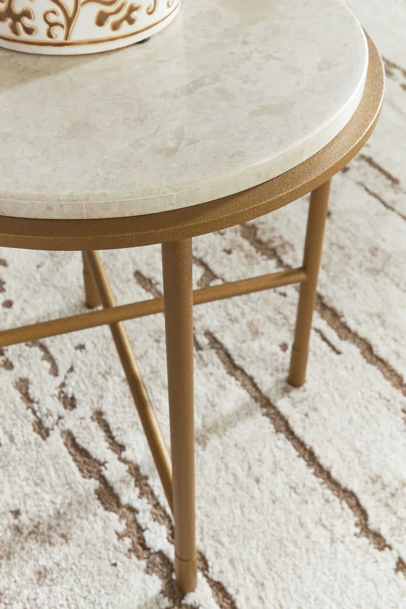 Alben - Round End Table - Antique Gold - Image 4