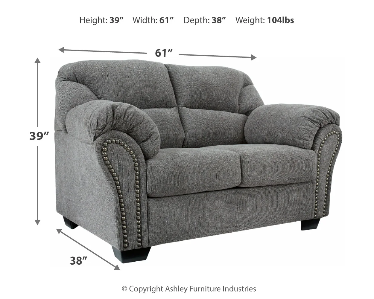 Allmaxx - Pewter - 2 Pc. - Sofa, Loveseat - Image 6