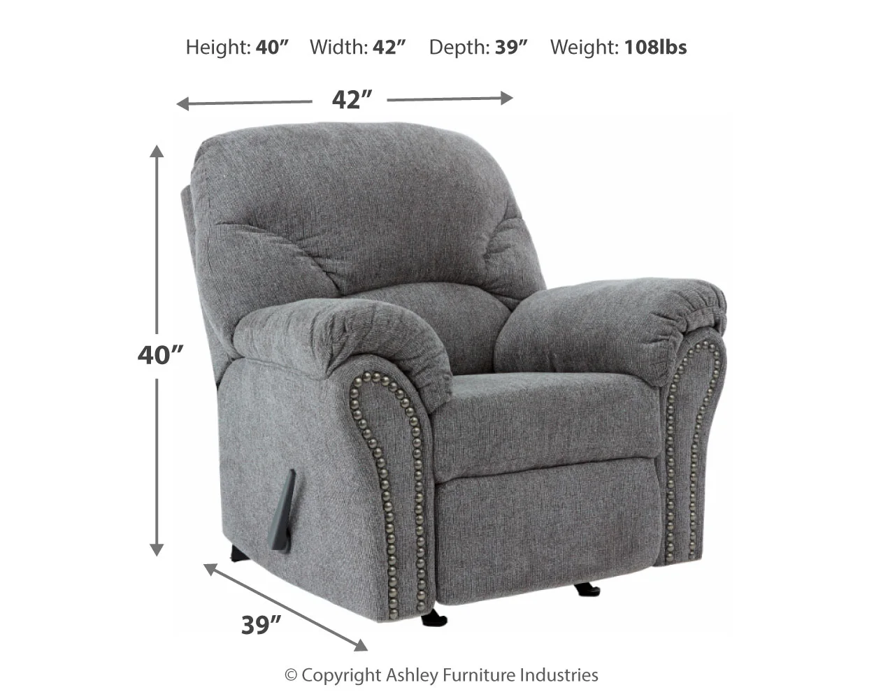 Allmaxx - Pewter - Rocker Recliner - Image 4