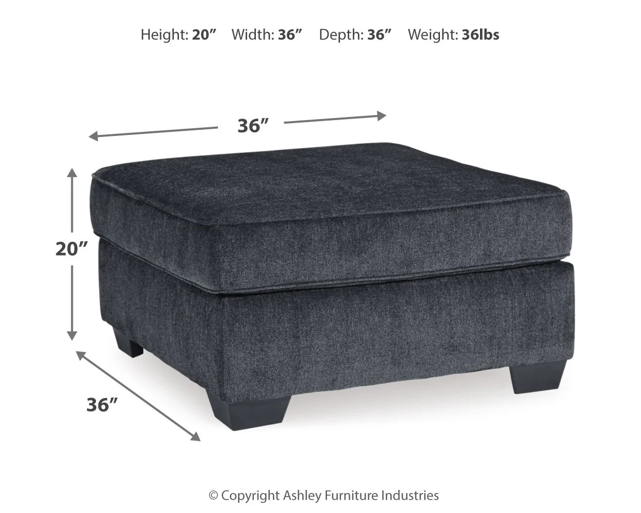 Altari - Dark Gray - Oversized Accent Ottoman - Image 4