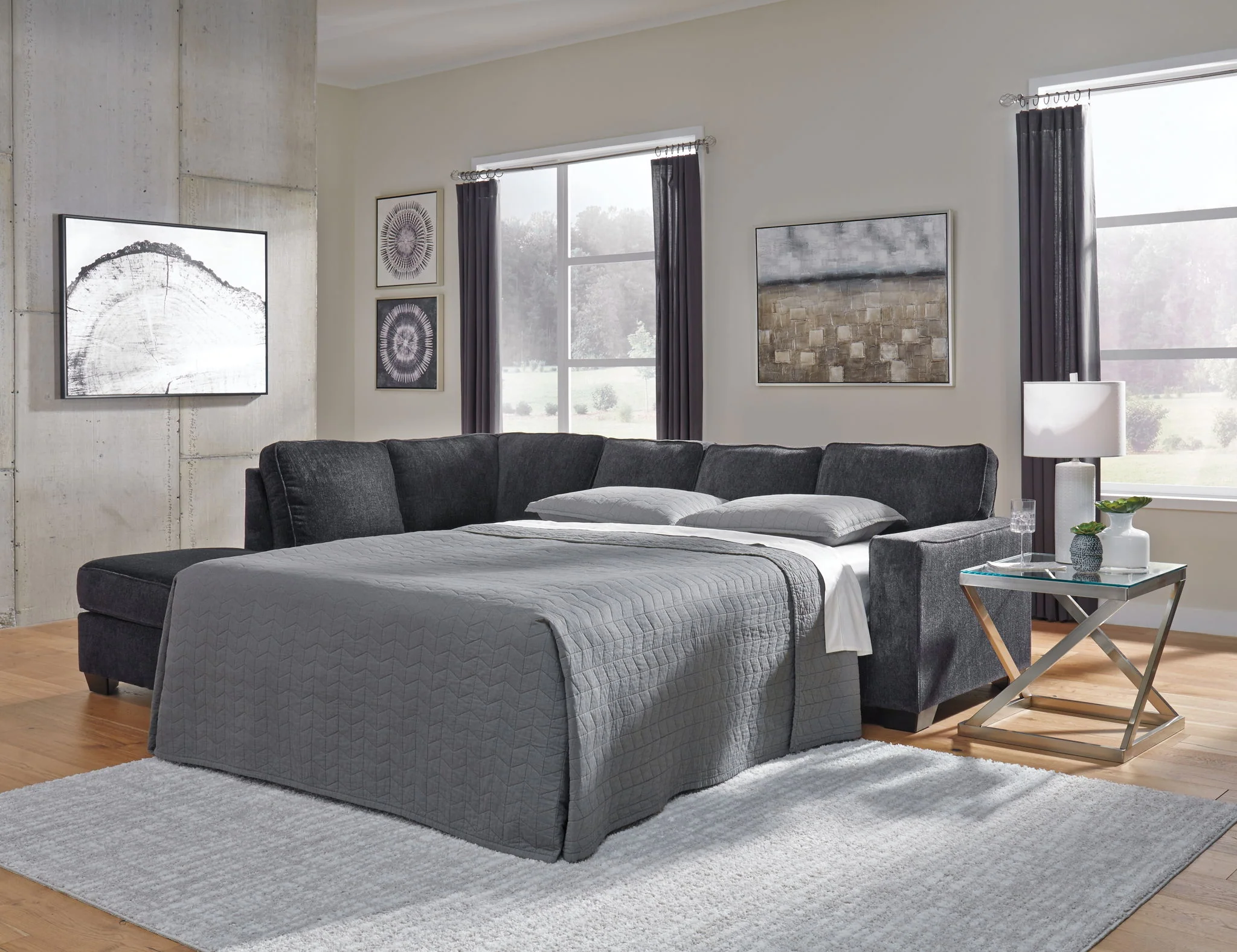 Altari - Slate - Left Arm Facing Corner Chaise With Sleeper 2 Pc Sectional - Image 3
