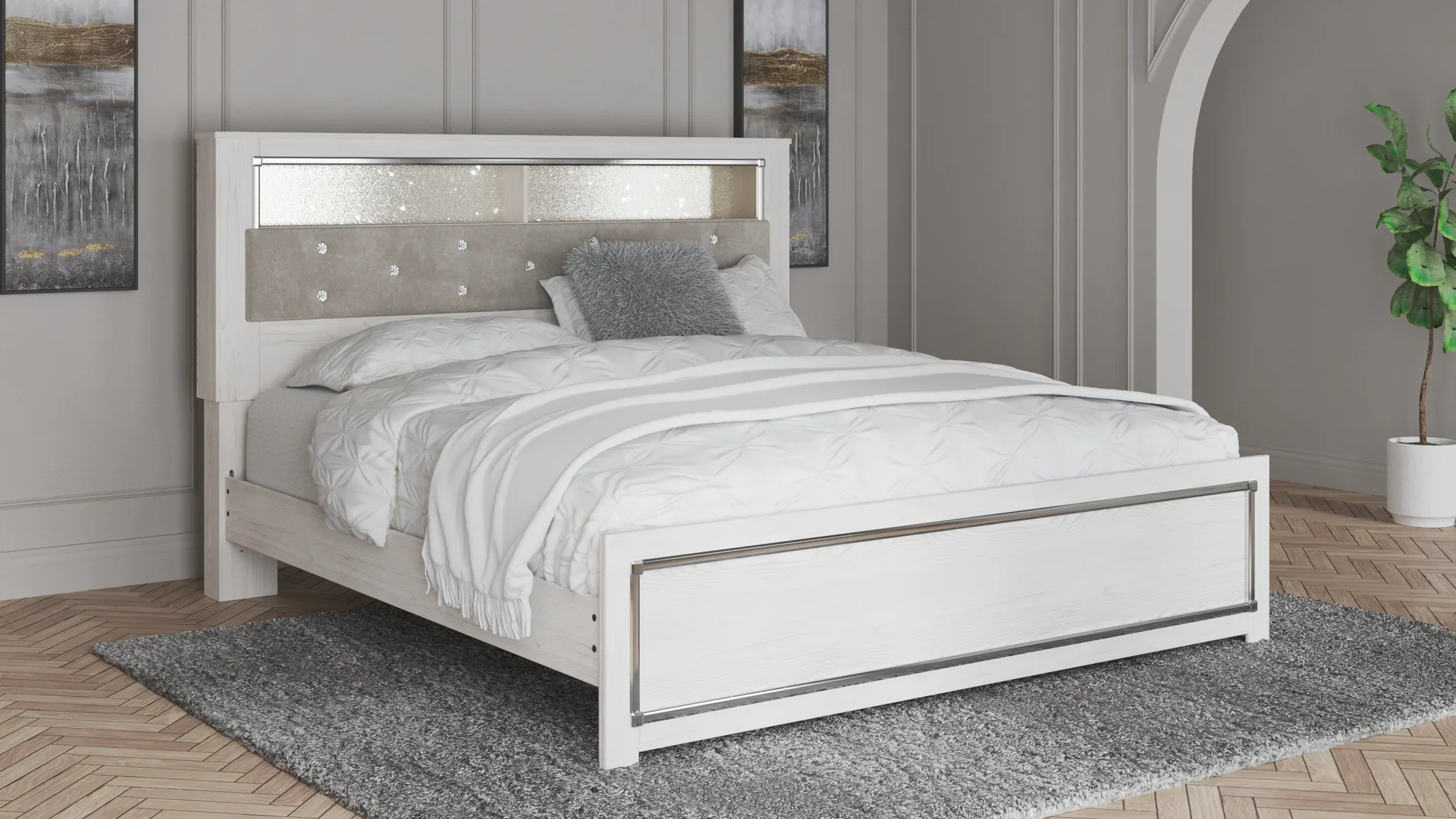 Altyra - White - King Bookcase Panel Bed - Image 2