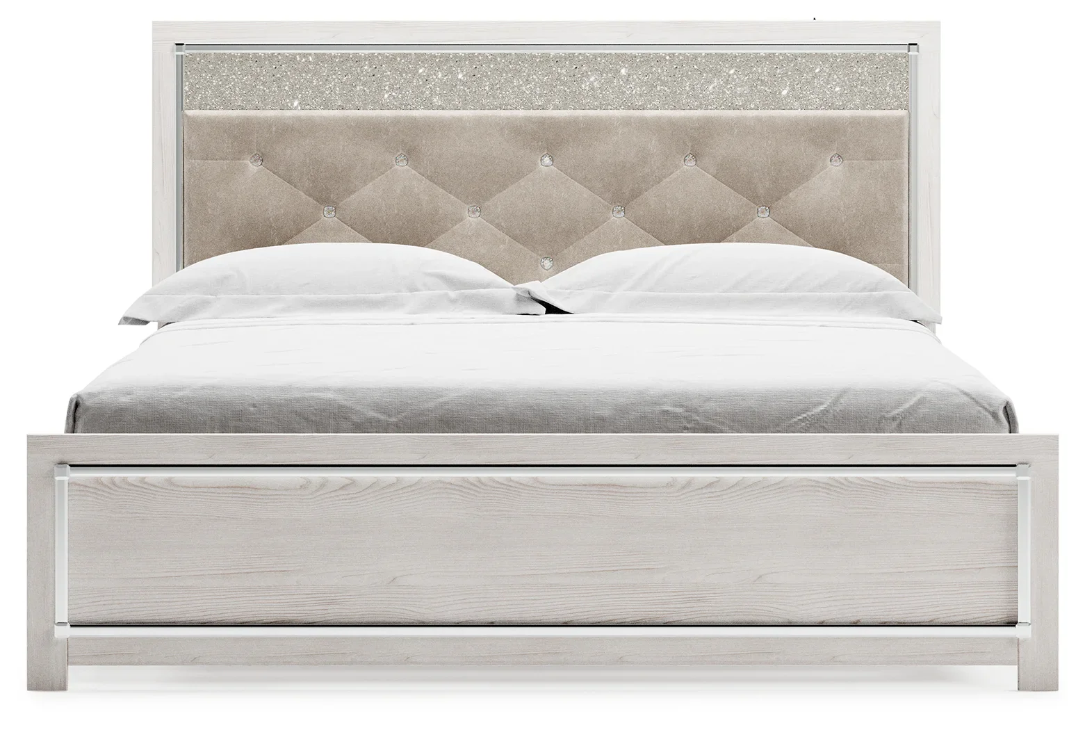 Altyra - White - King Panel Bed With Upholstered Headboard - Image 3