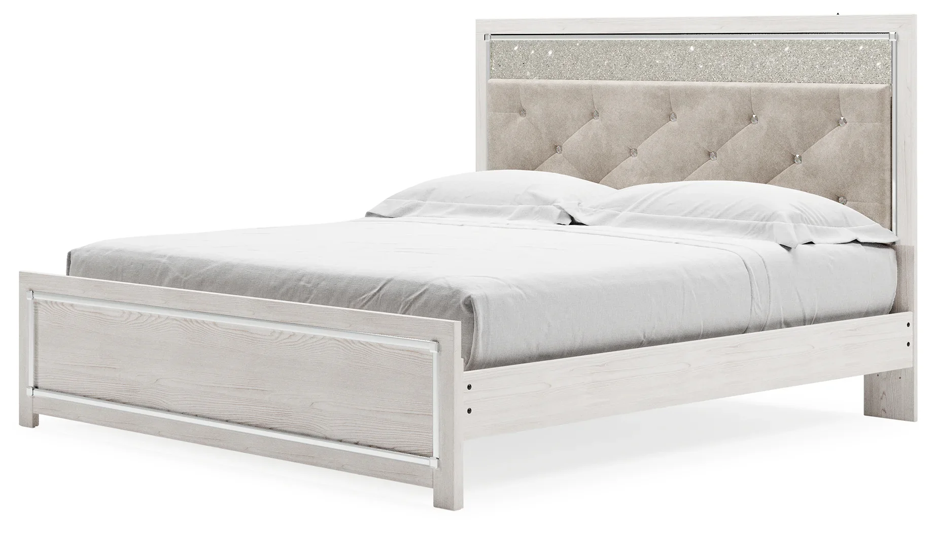 Altyra - White - King Panel Bed With Upholstered Headboard - Image 4
