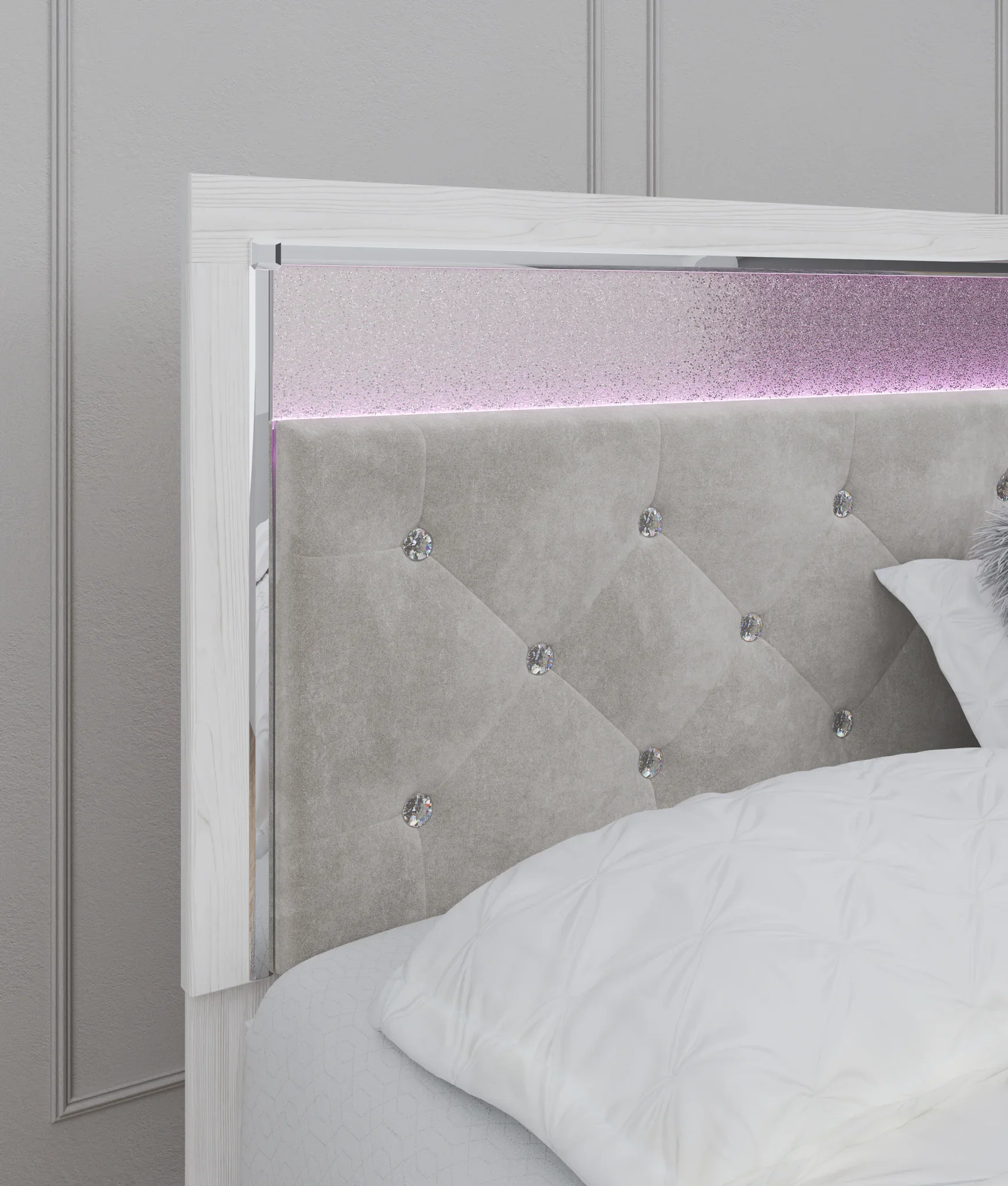 Altyra - White - King Panel Bed With Upholstered Headboard - Image 7