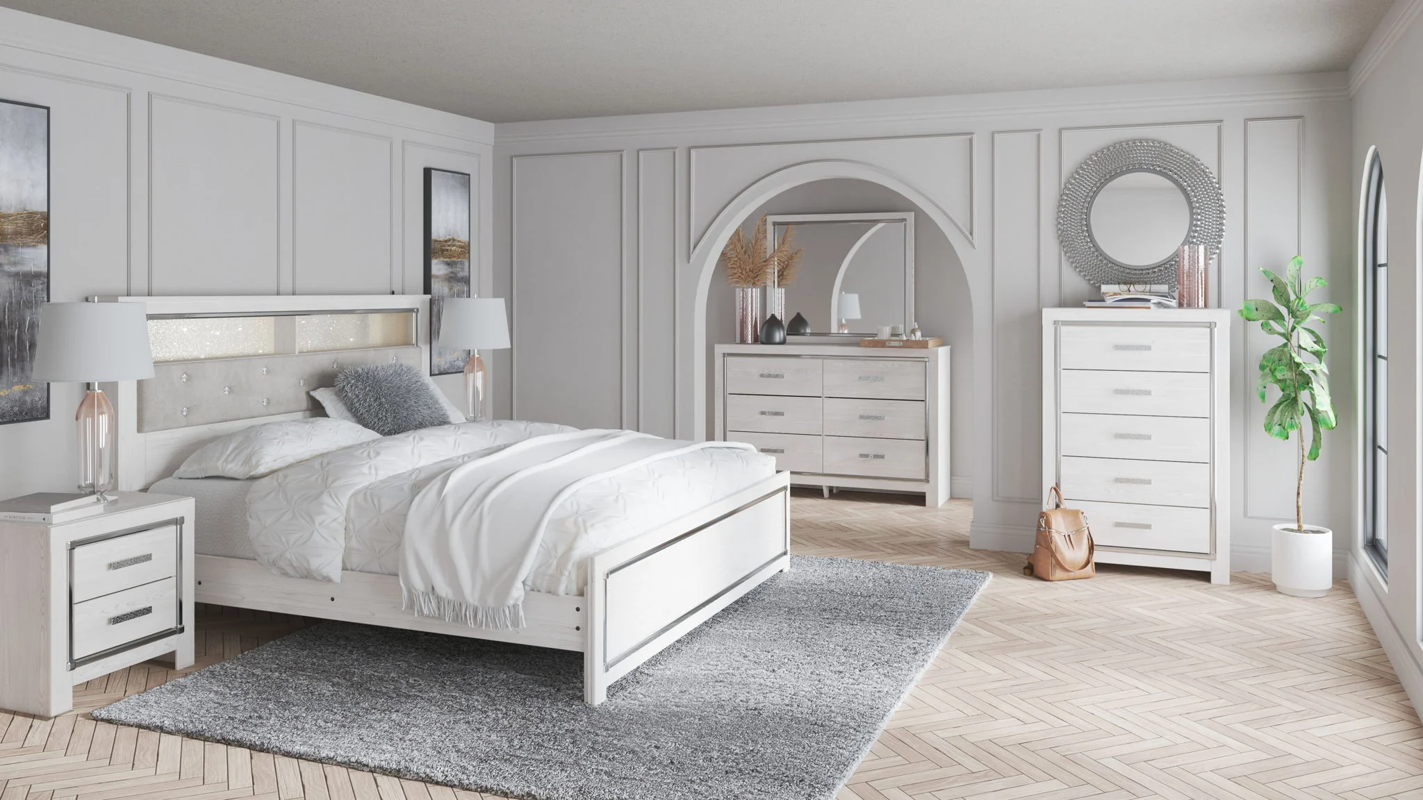 Altyra - White - King Panel Bookcase Bed - Image 4