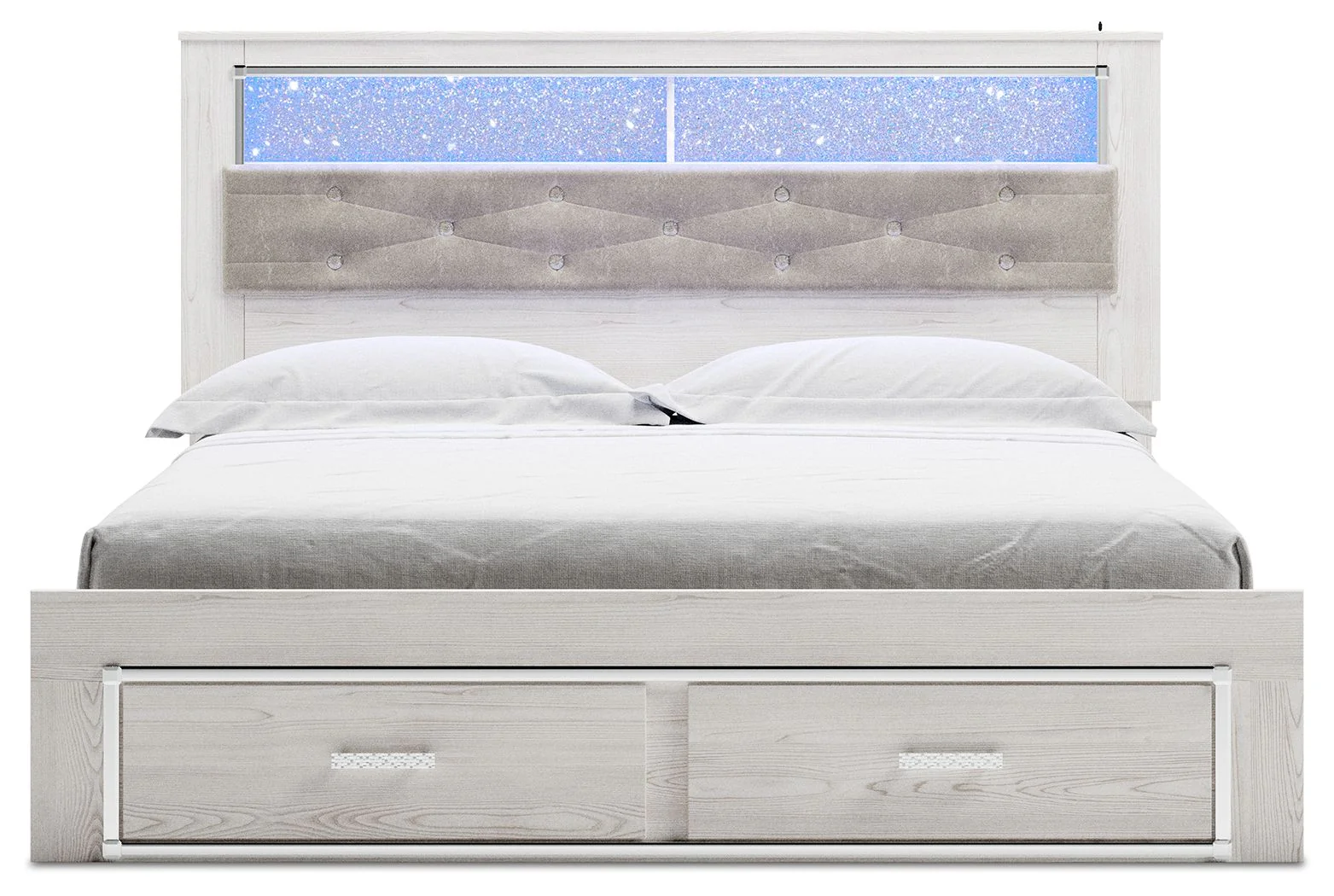 Altyra - White - King Upholstered Bookcase Bed With Storage - Image 3