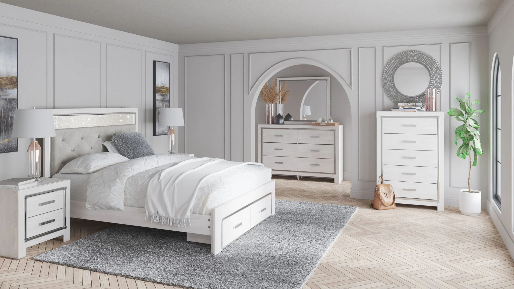 Altyra - White - Queen Panel Bed With Footboard Storage - Image 3