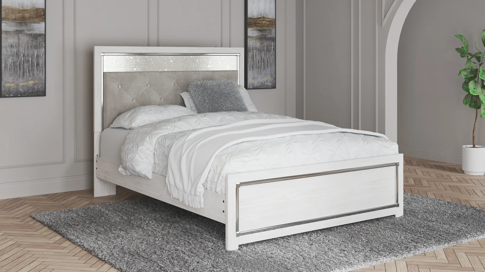 Altyra - White - Queen Panel Bed With Roll Slats - Image 2