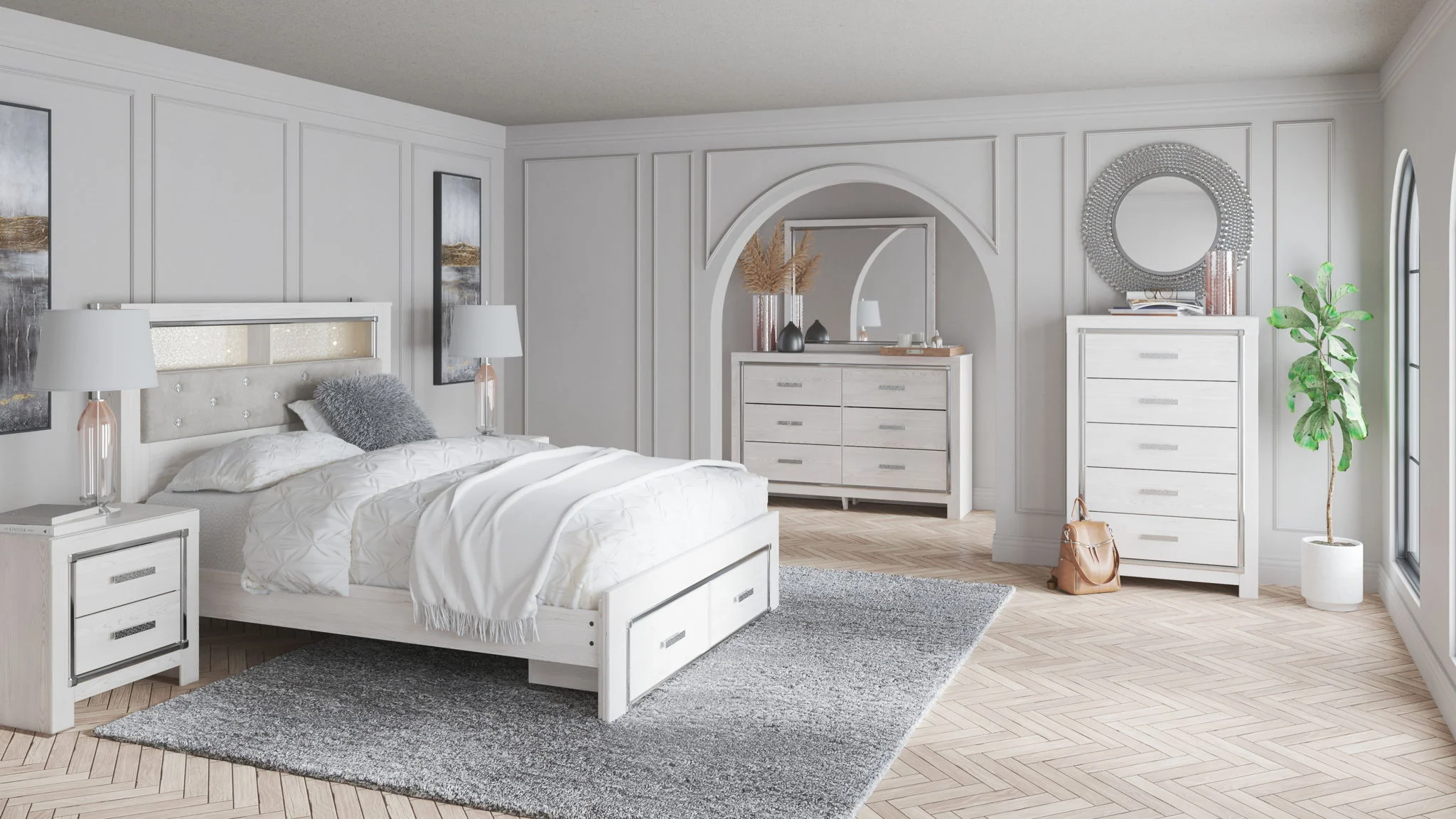 Altyra - White - Queen Panel Bookcase Bed With Footboard Storage - Image 3