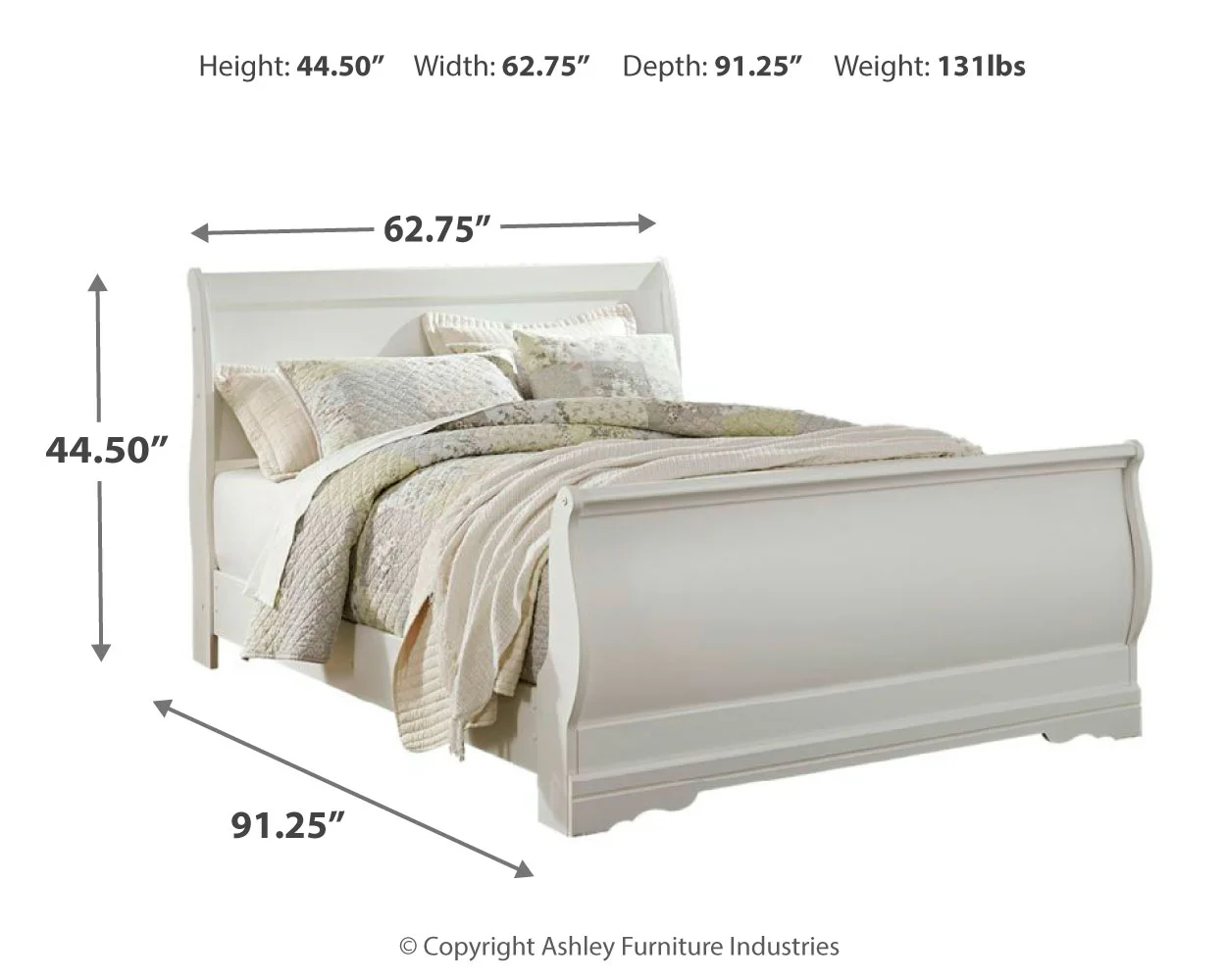 Anarasia - White - Queen Sleigh Bed - Image 3