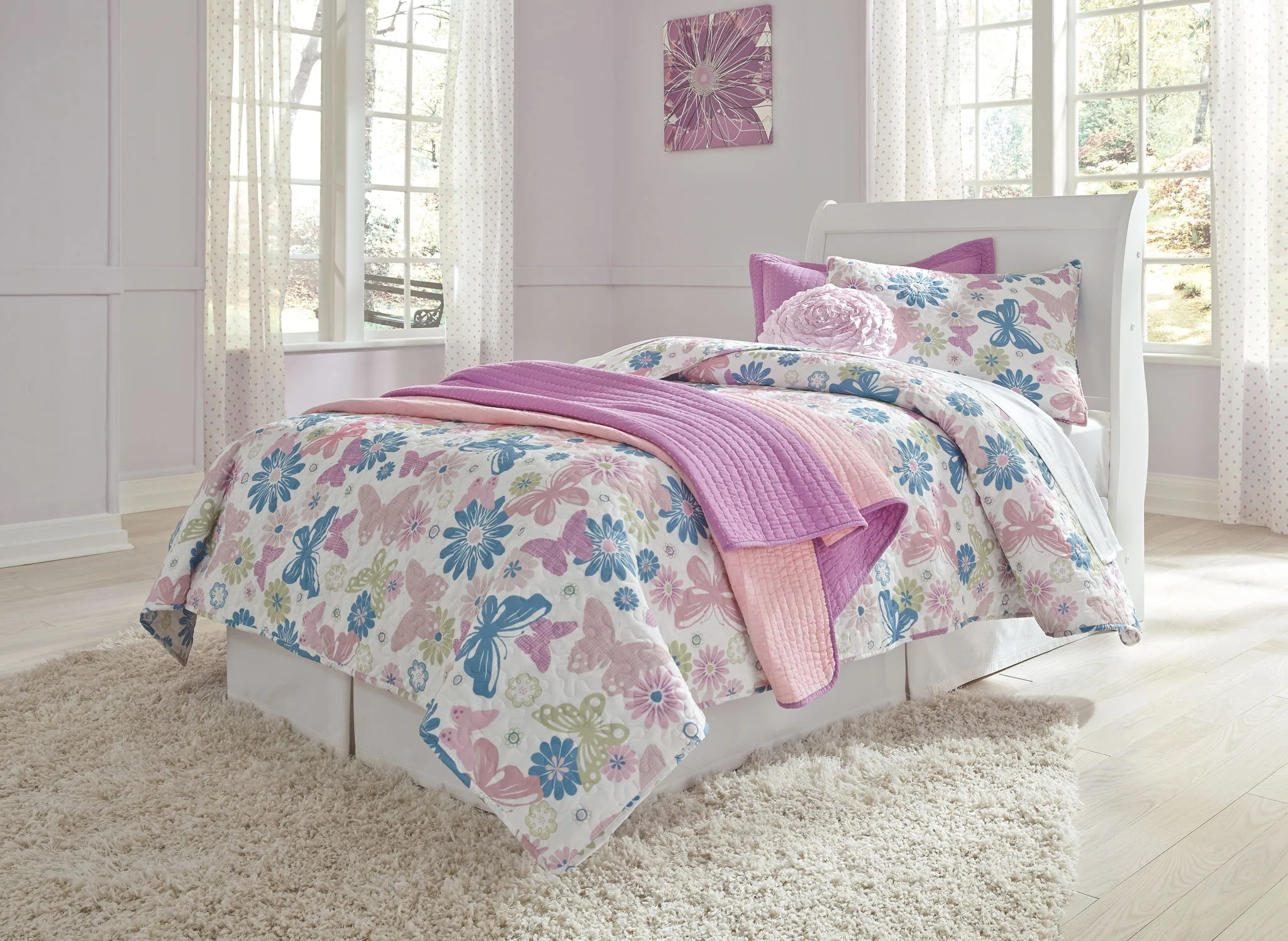 Anarasia - White - Twin Sleigh Headboard With Bolt On Bed Frame - Image 2
