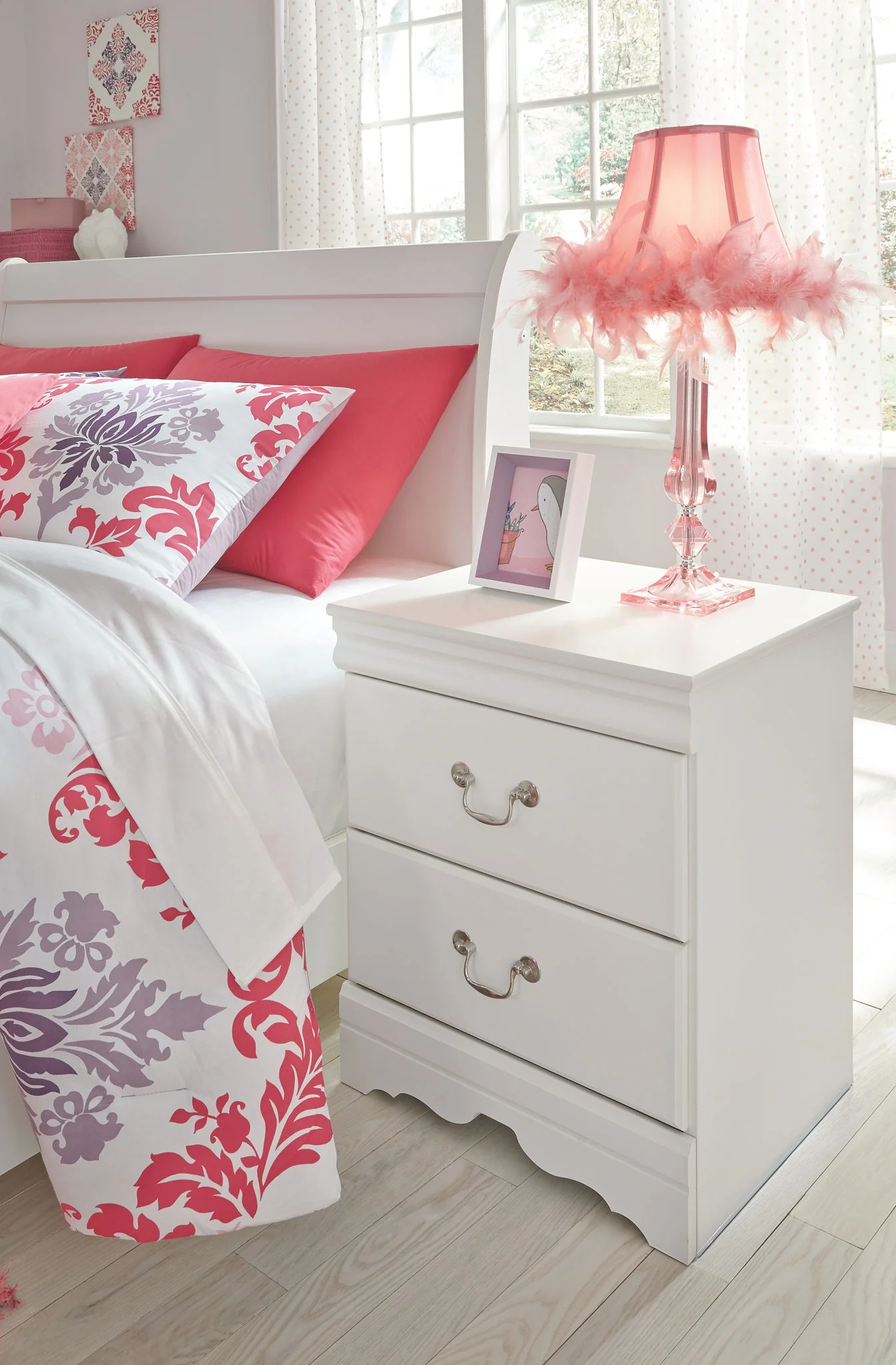 Anarasia - White - Two Drawer Night Stand - Image 3
