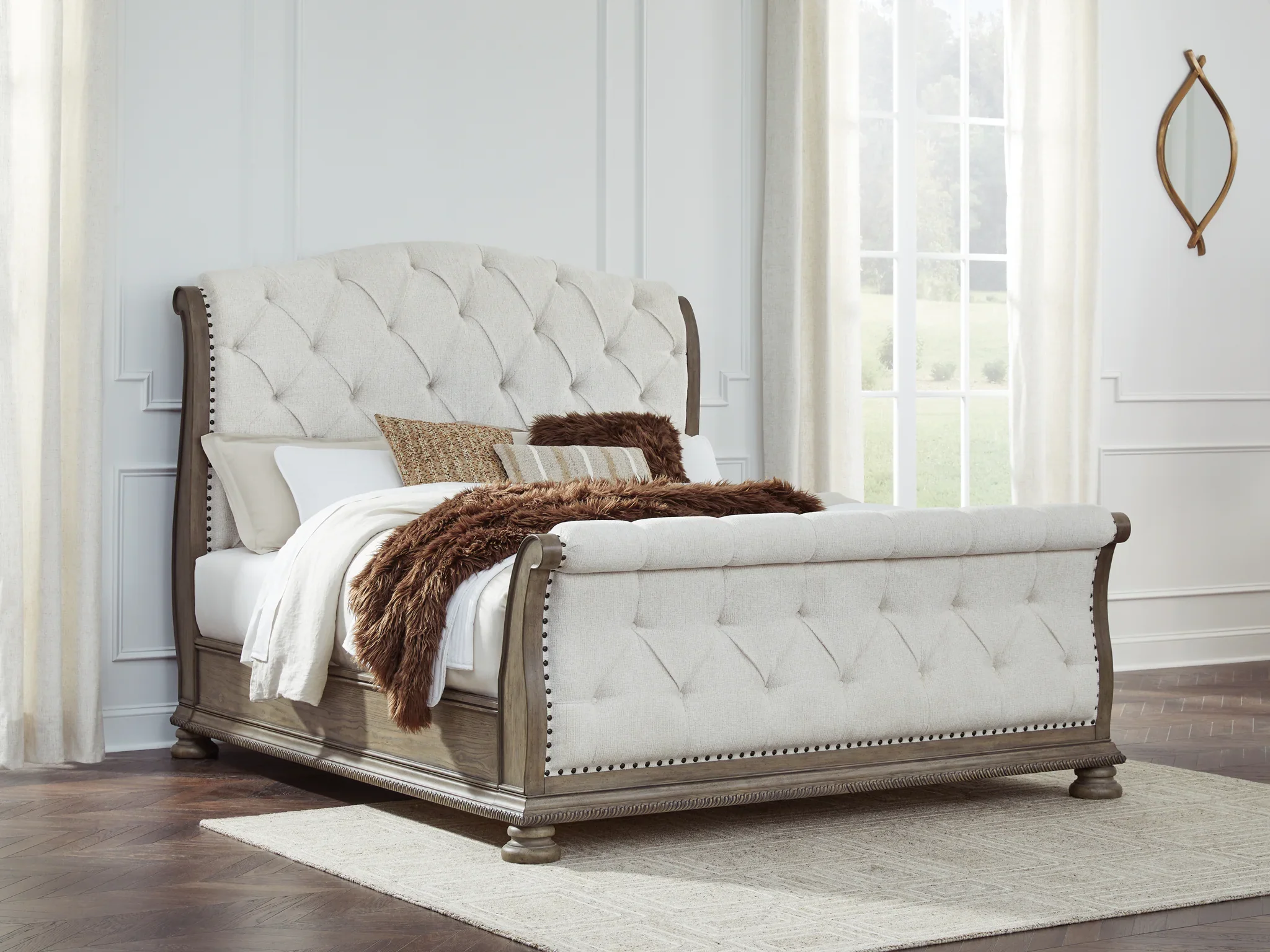 Ardenfield - Light Brown - California King Upholstered Sleigh Bed - Image 2