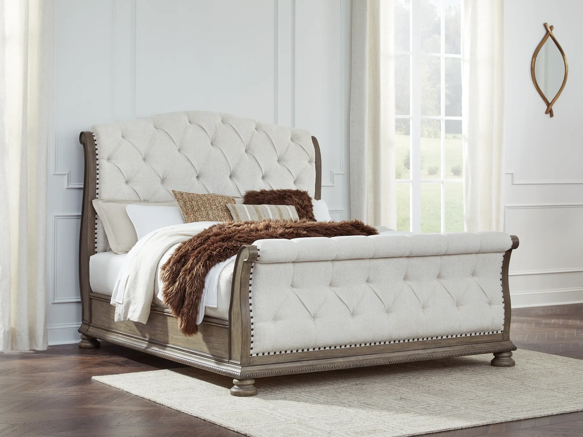 Ardenfield - Light Brown - King Upholstered Sleigh Bed - Image 2