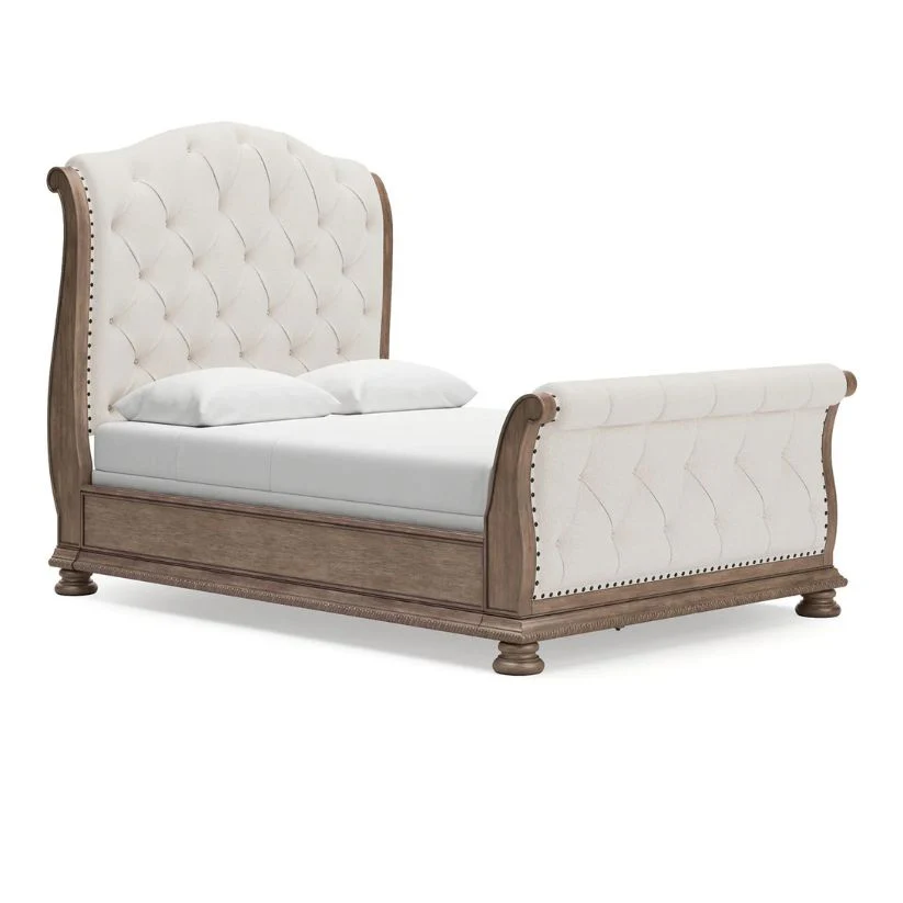 Ardenfield - Light Brown - Queen Upholstered Sleigh Bed