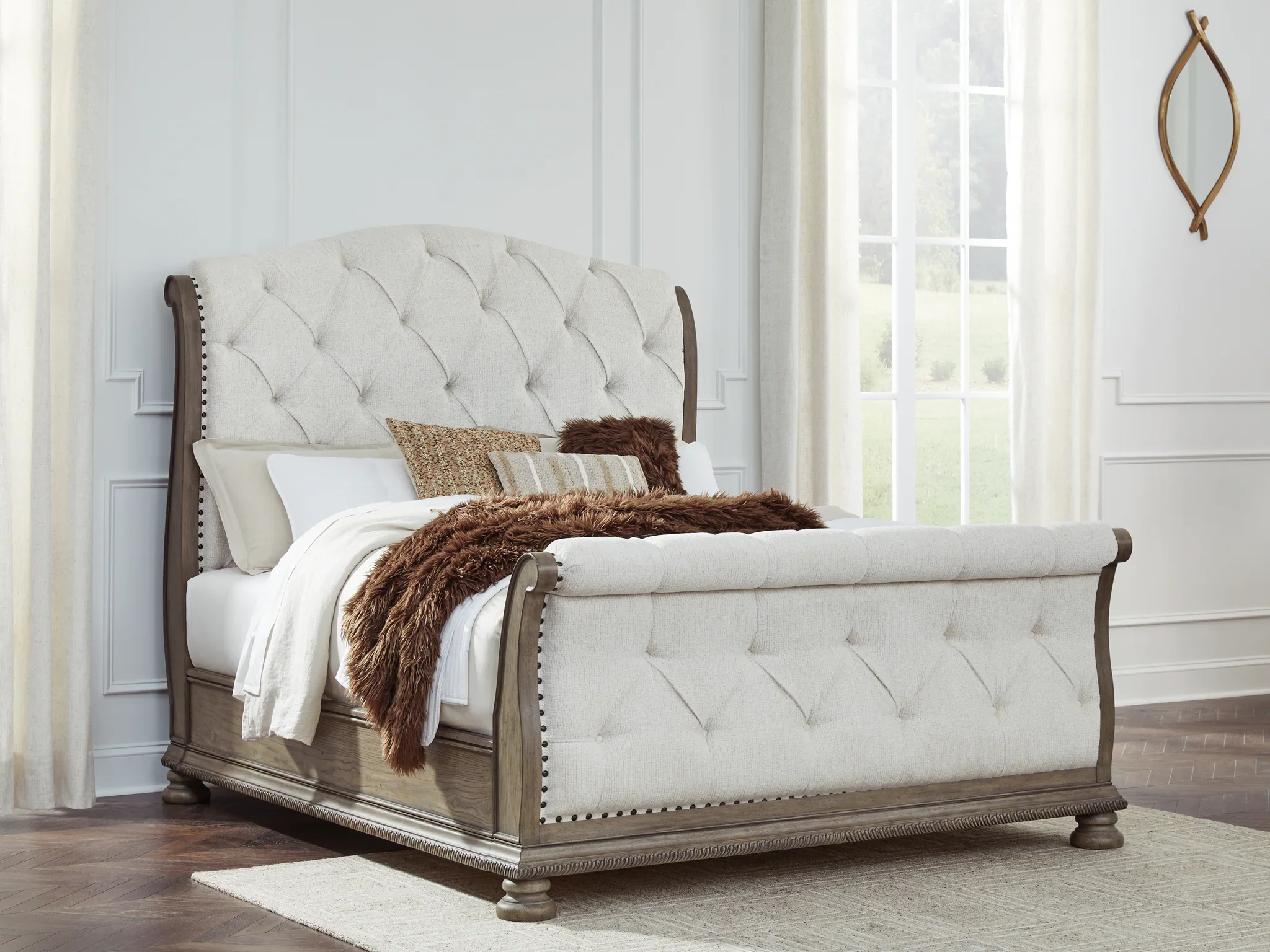 Ardenfield - Light Brown - Queen Upholstered Sleigh Bed - Image 2