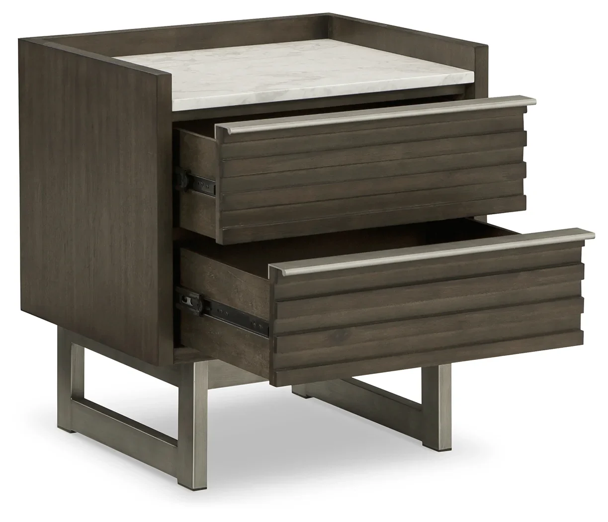 Arkenton - Grayish Brown / White - Two Drawer Night Stand - Image 3