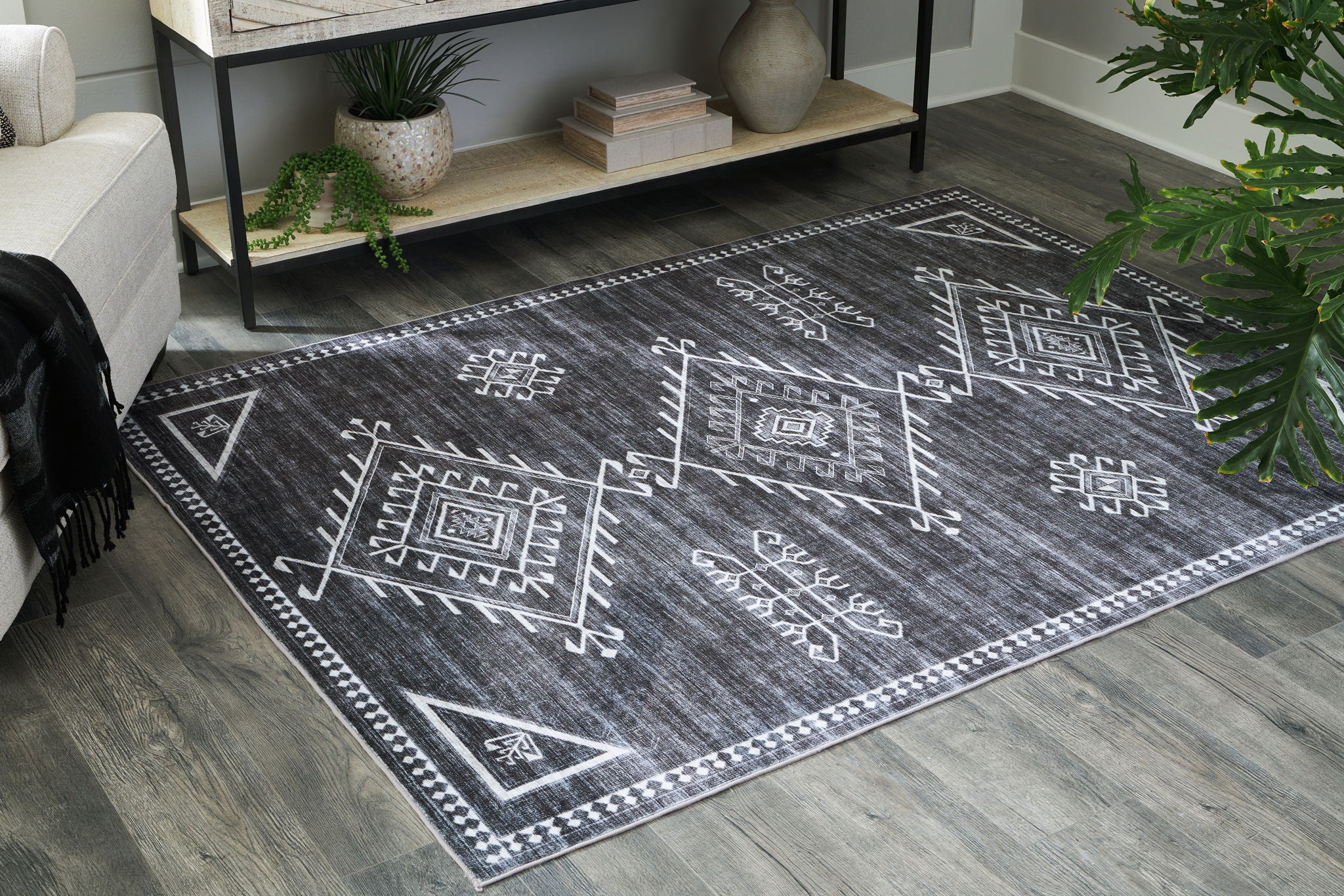 Arloman - Black / Cream / Gray - Medium Rug - 5' x 7' - Image 2