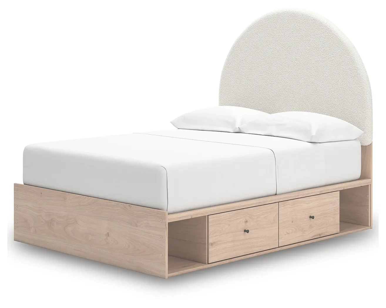 Arloster - Full Upholstered Panel Bed With 2 Under Bed Storage Units - Tan / White - Image 3
