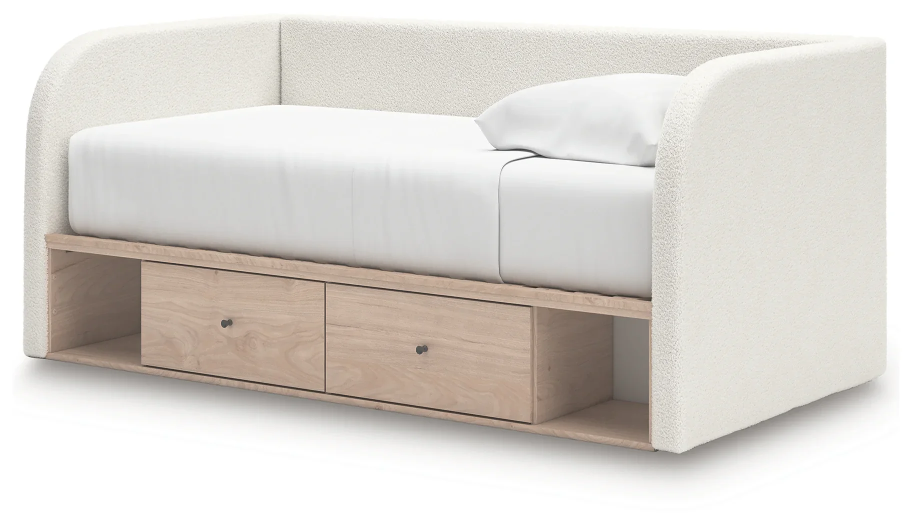 Arloster - Tan / White - Twin Upholstered Day Bed With Storage - Image 3