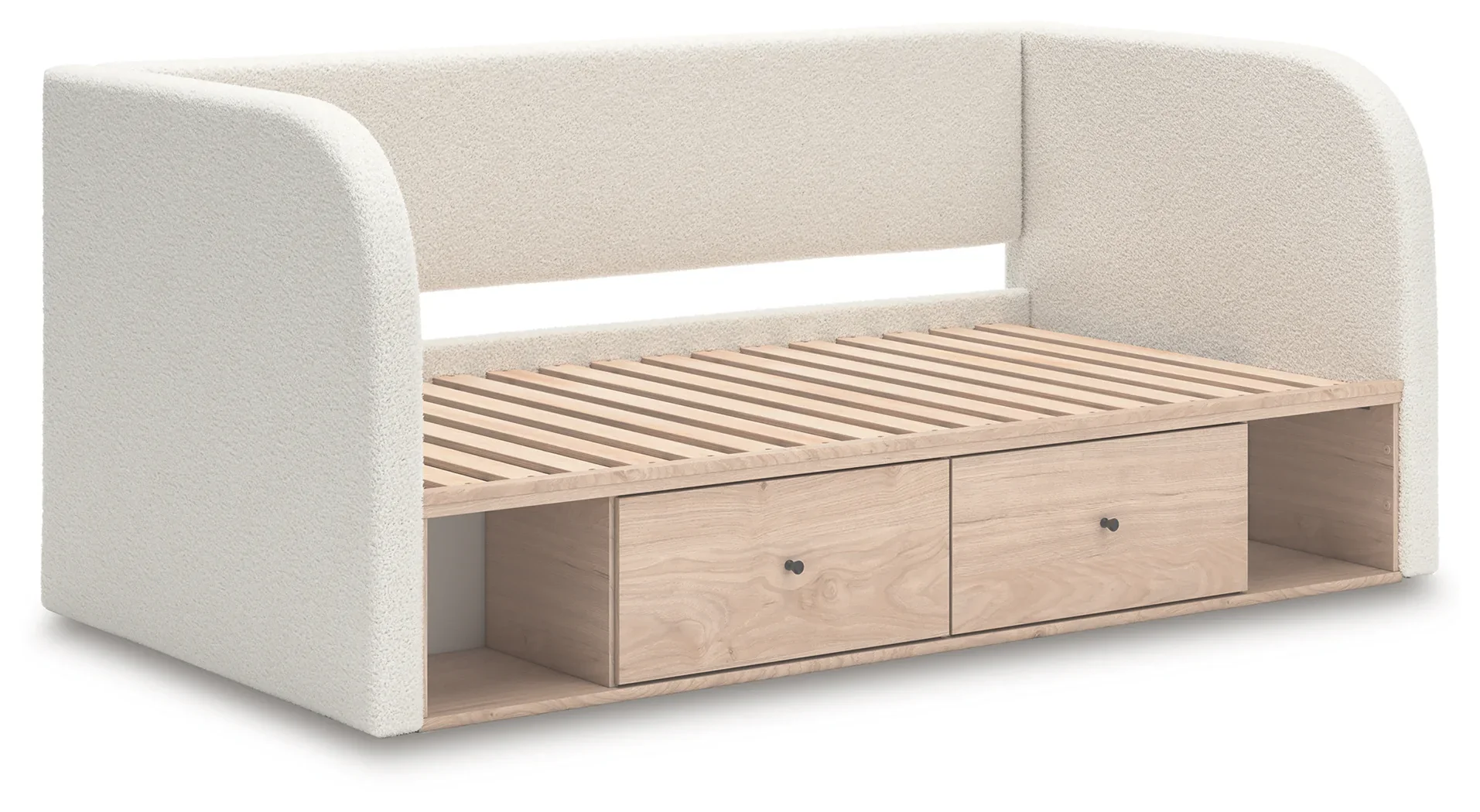 Arloster - Tan / White - Twin Upholstered Day Bed With Storage - Image 4
