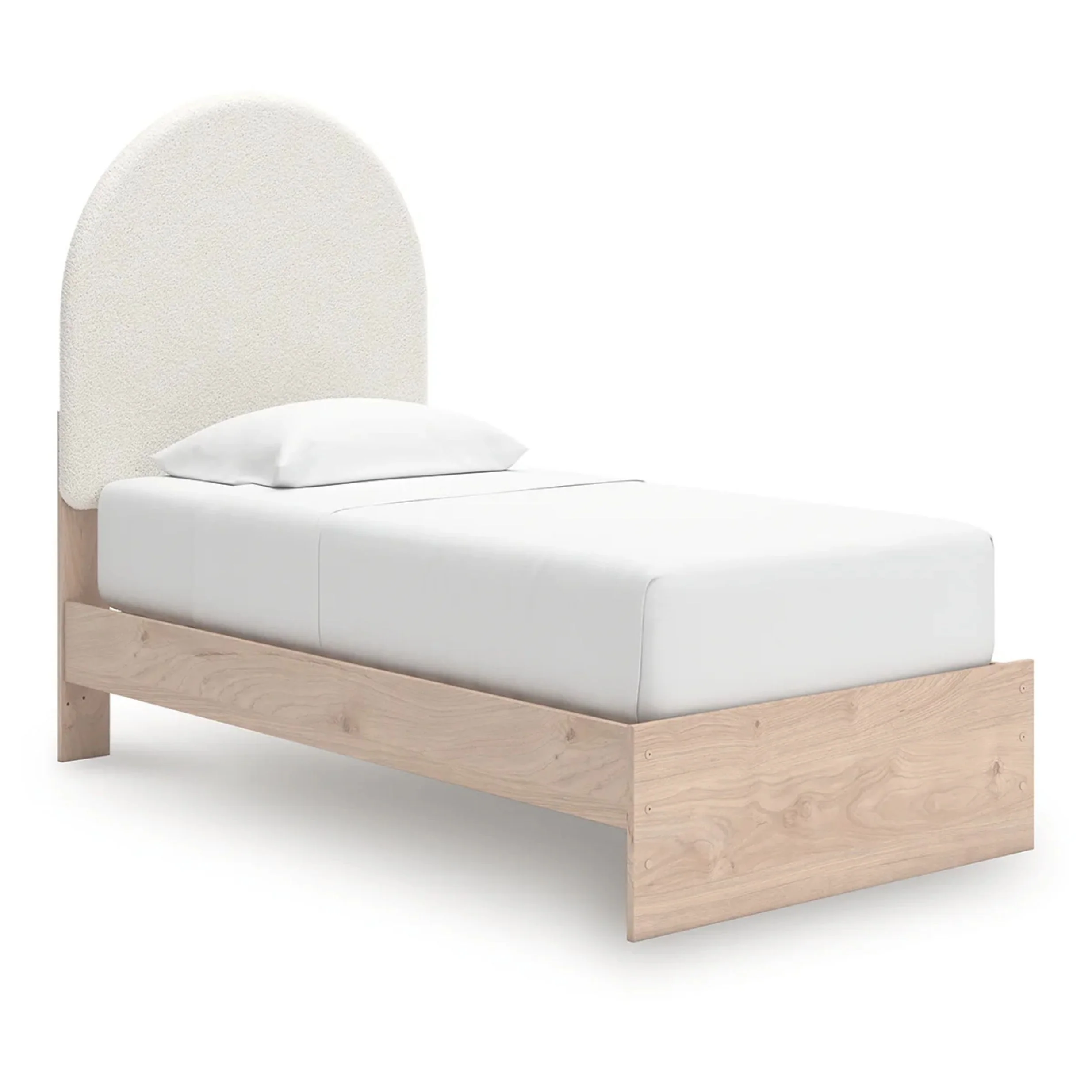 Arloster - Twin Upholstered Panel Bed - Tan / White