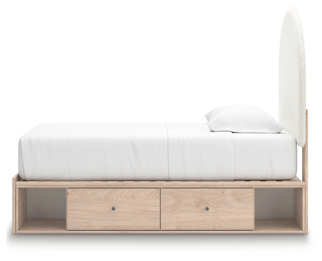 Arloster - Twin Upholstered Panel Bed With 2 Under Bed Storage Units - Tan / White - Image 8