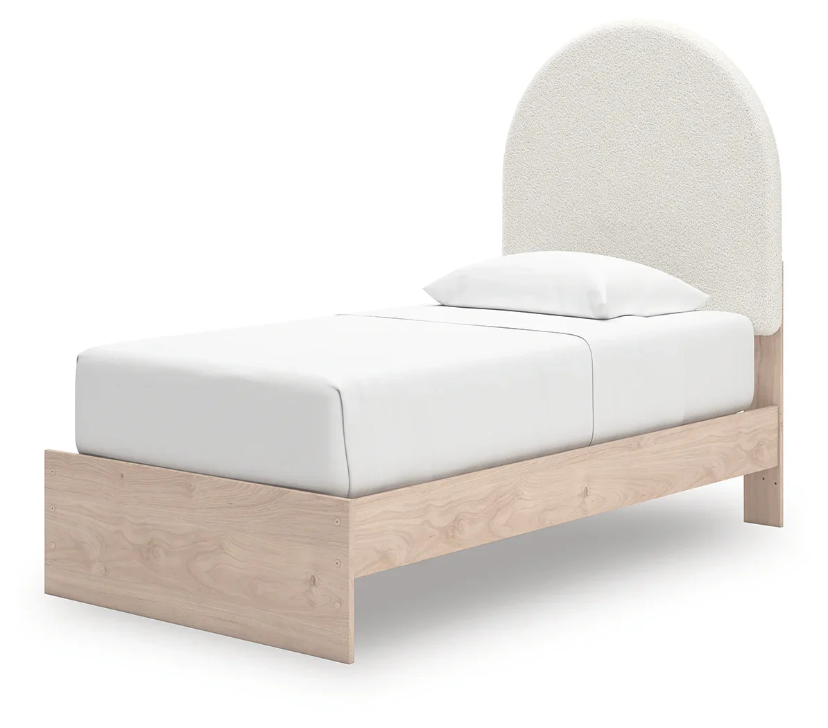 Arloster - Twin Upholstered Panel Bed With Side Storage Unit - Tan / White - Image 3