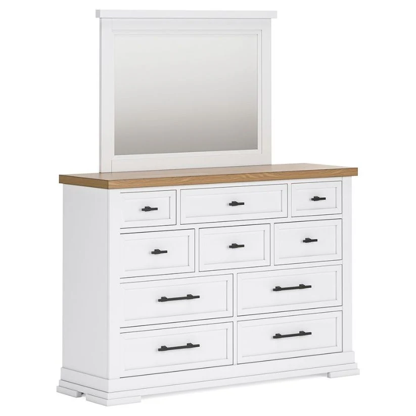 Ashbryn - White / Natural - Dresser And Mirror