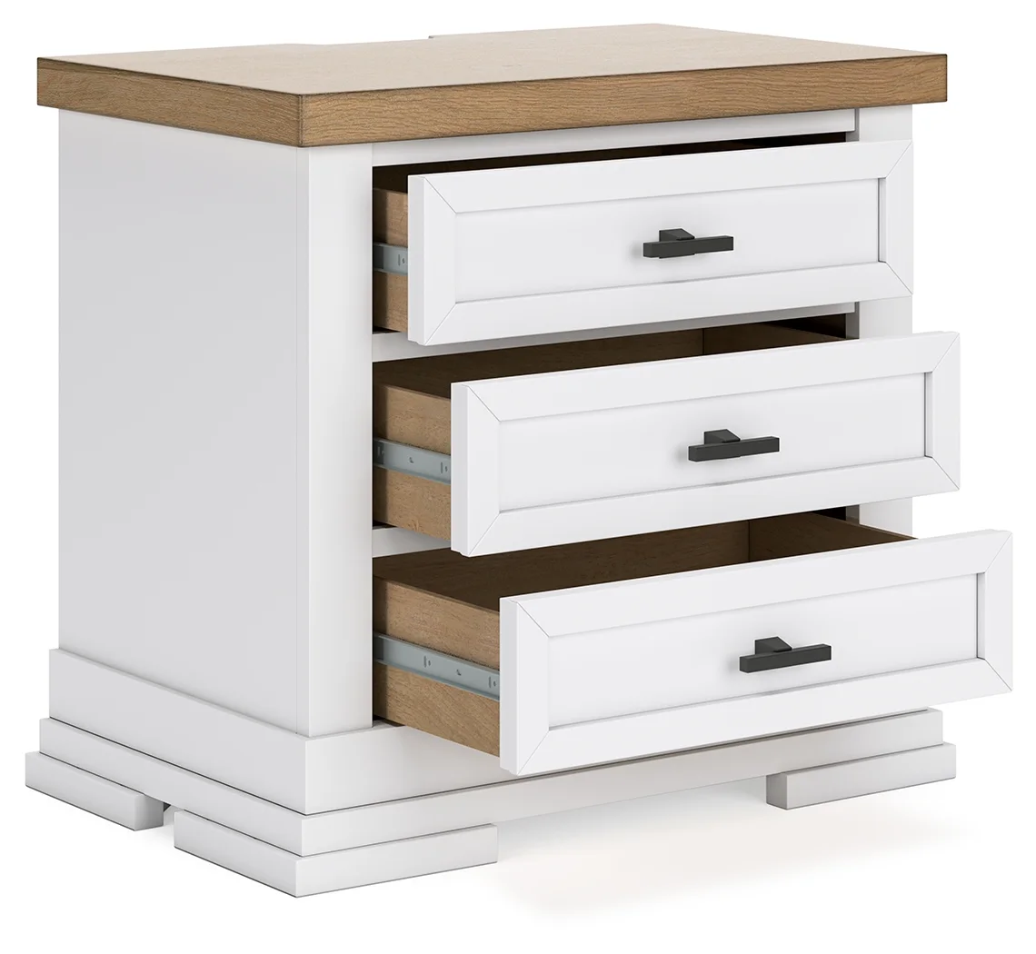 Ashbryn - White / Natural - Three Drawer Night Stand - Image 3