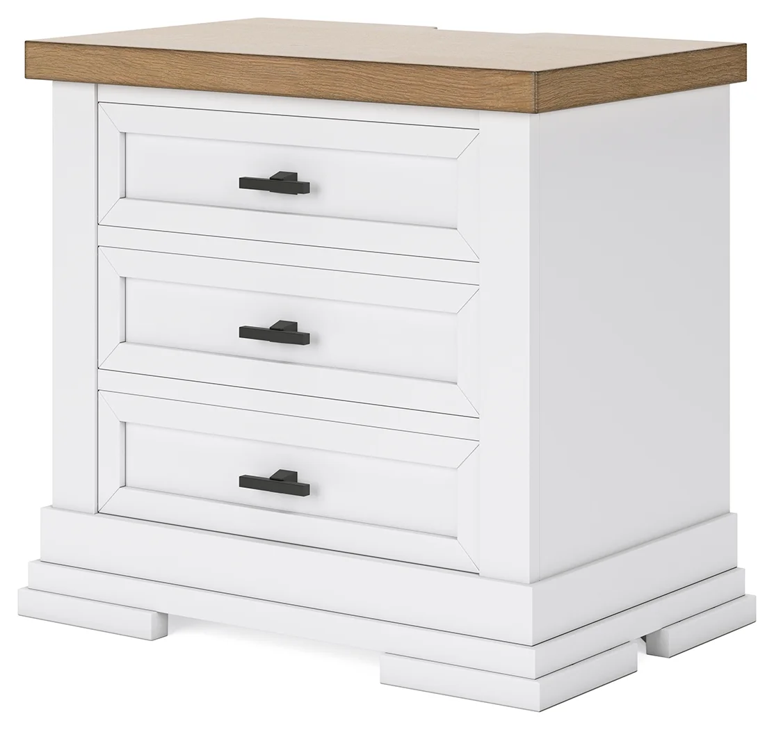 Ashbryn - White / Natural - Three Drawer Night Stand - Image 4