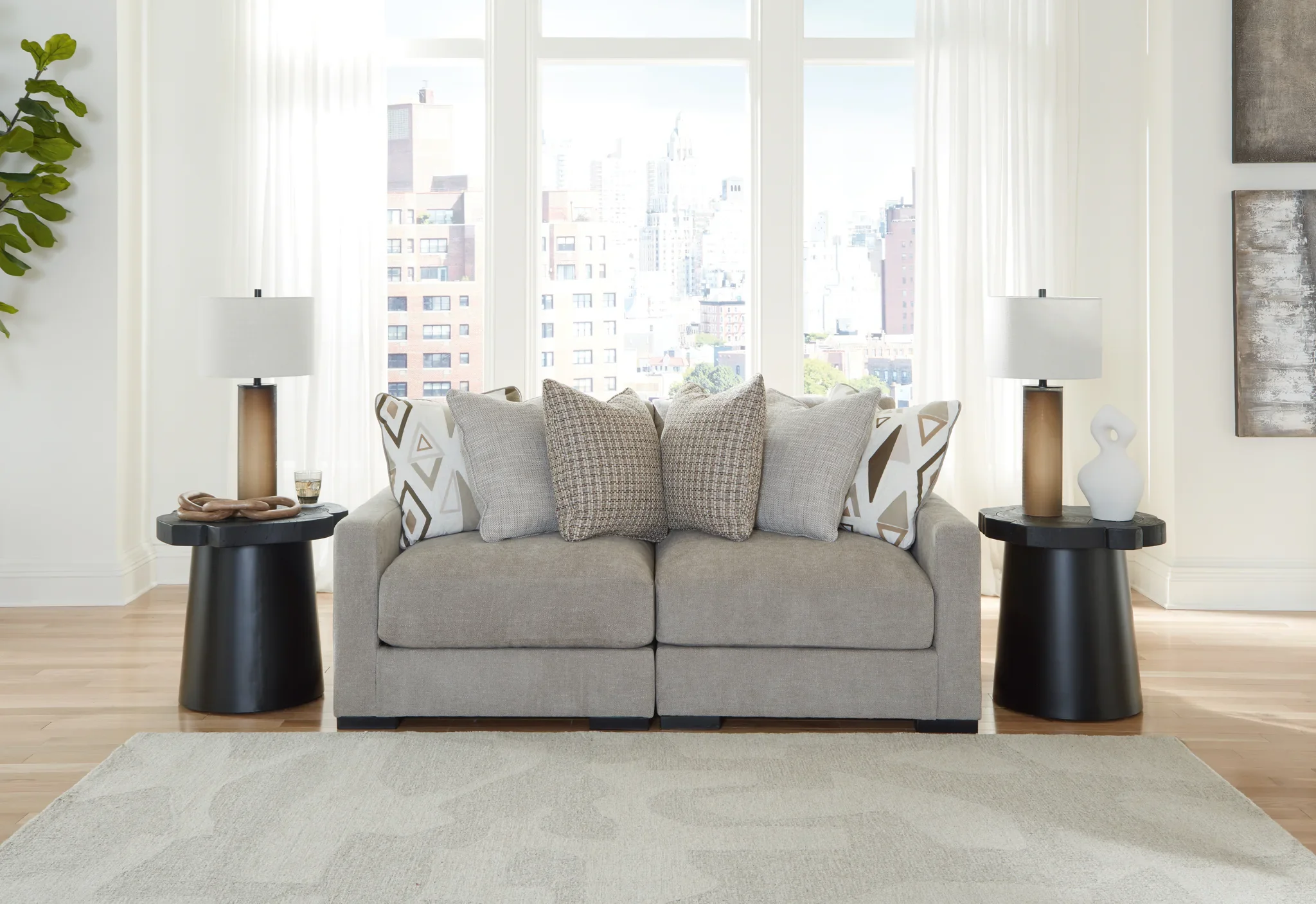 Aslan Court - Pebble - 2-Piece Loveseat Sectional - Image 2