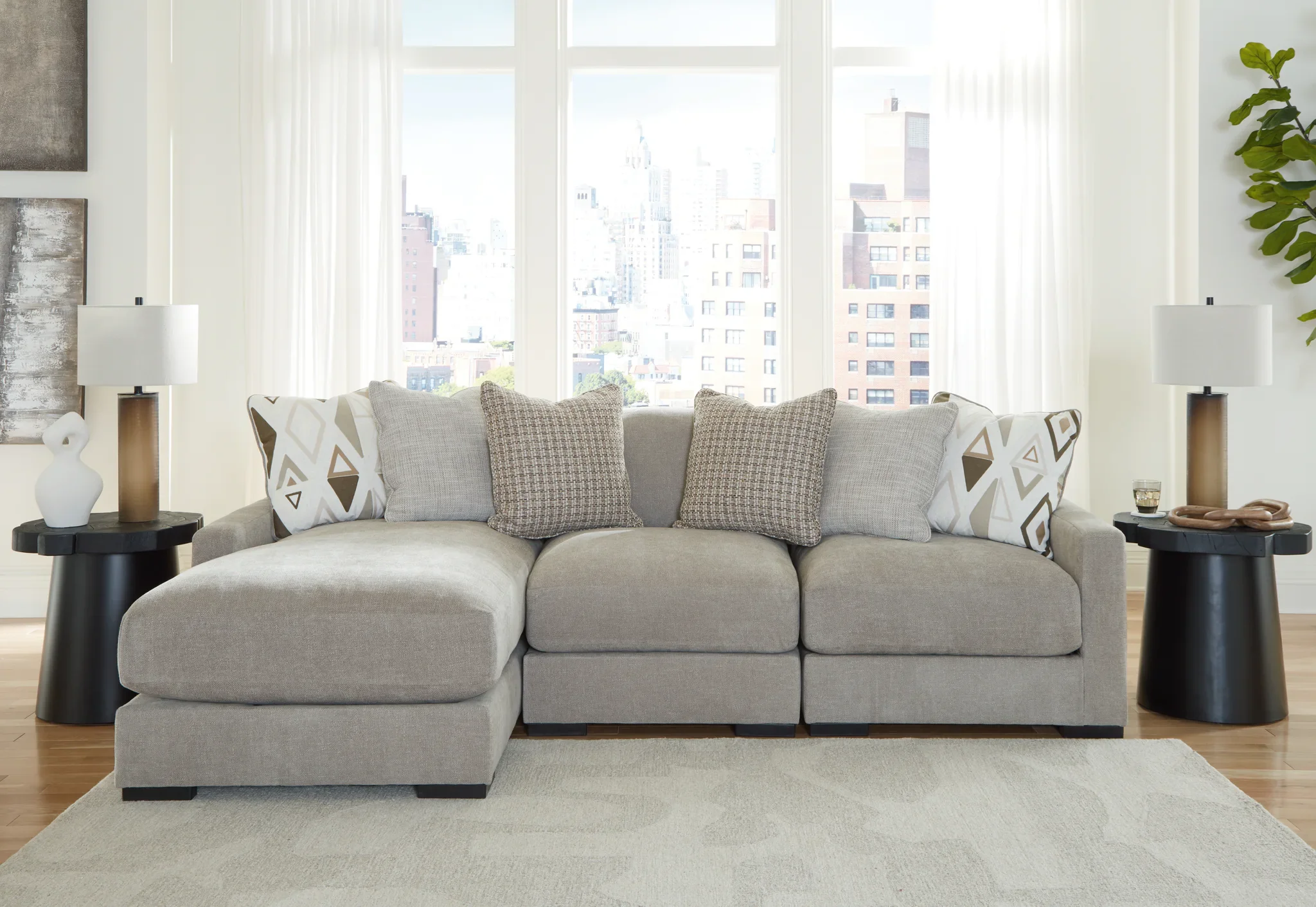 Aslan Court - Pebble - 3-Piece Sofa Sectional With Laf Corner Chaise - Image 2