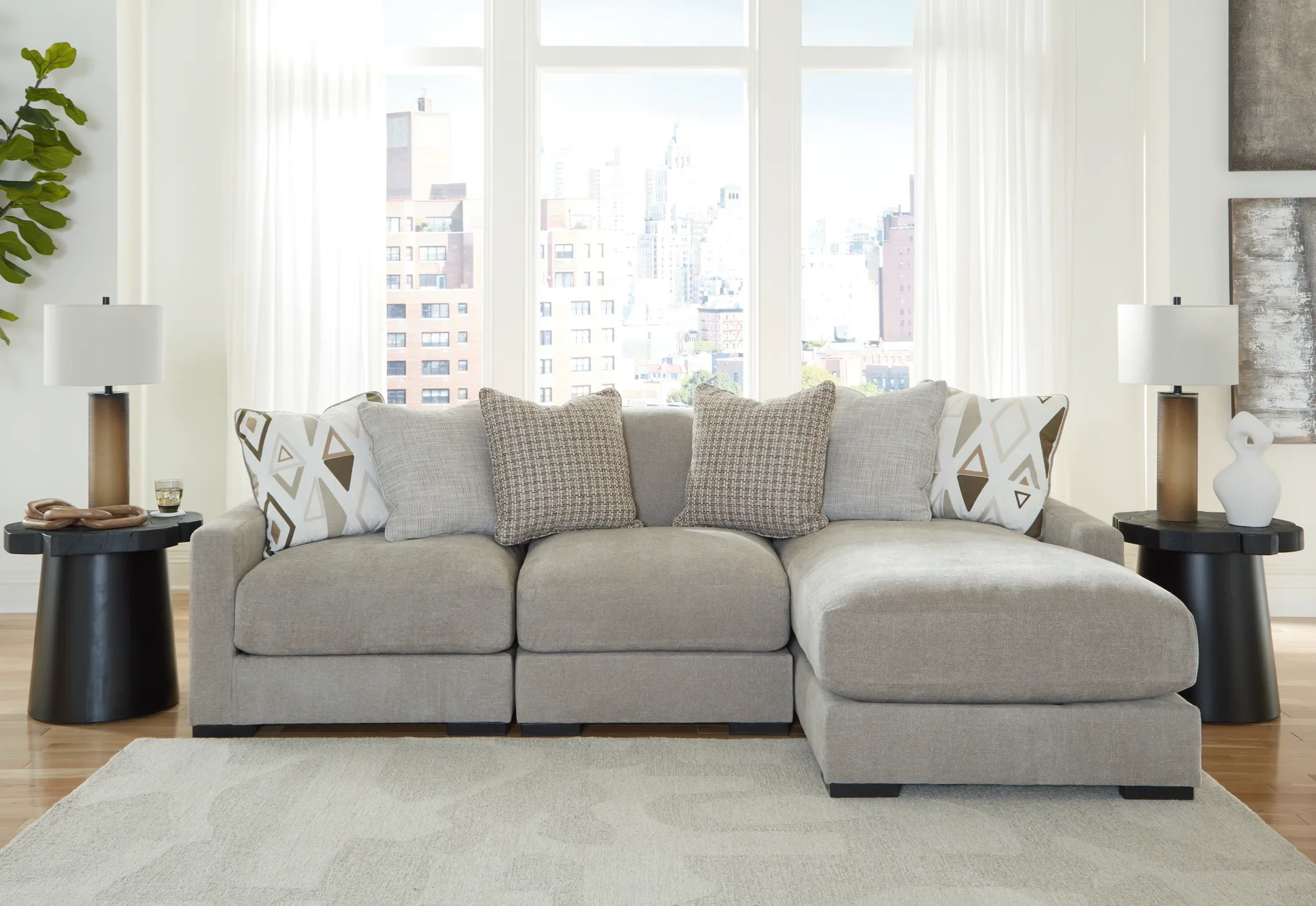 Aslan Court - Pebble - 3-Piece Sofa Sectional With Raf Corner Chaise - Image 2
