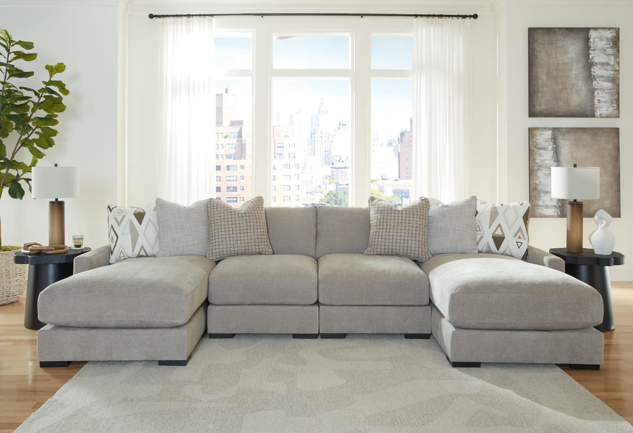 Aslan Court - Pebble - 4-Piece Sofa Pit Sectional - Image 3