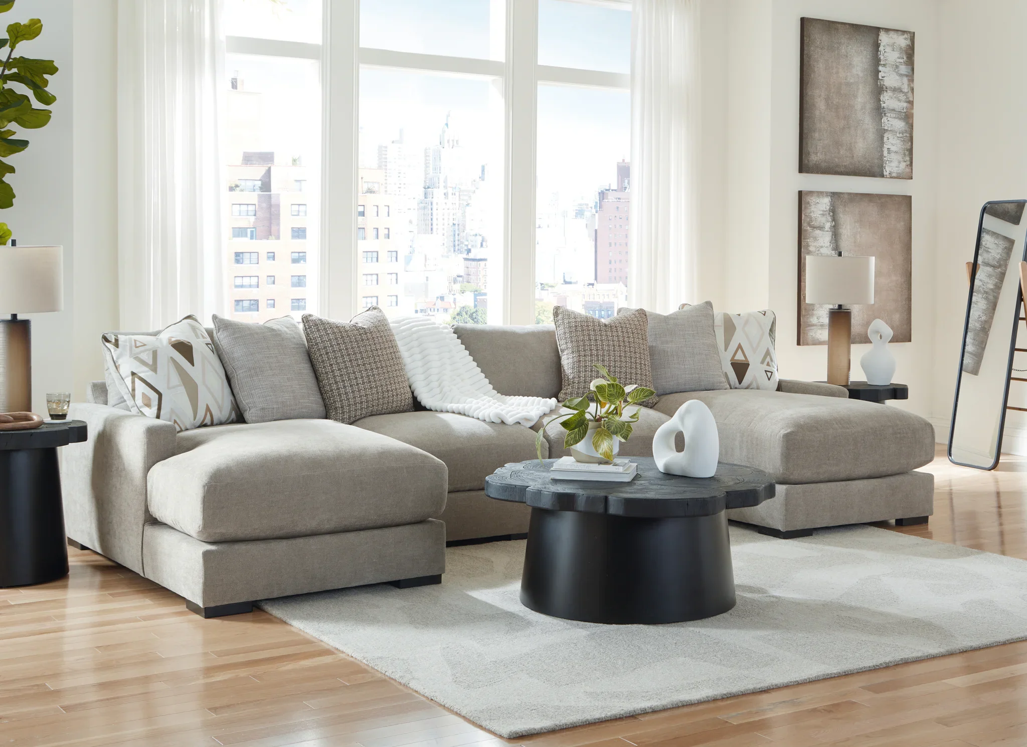 Aslan Court - Pebble - 4-Piece Sofa Pit Sectional - Image 4