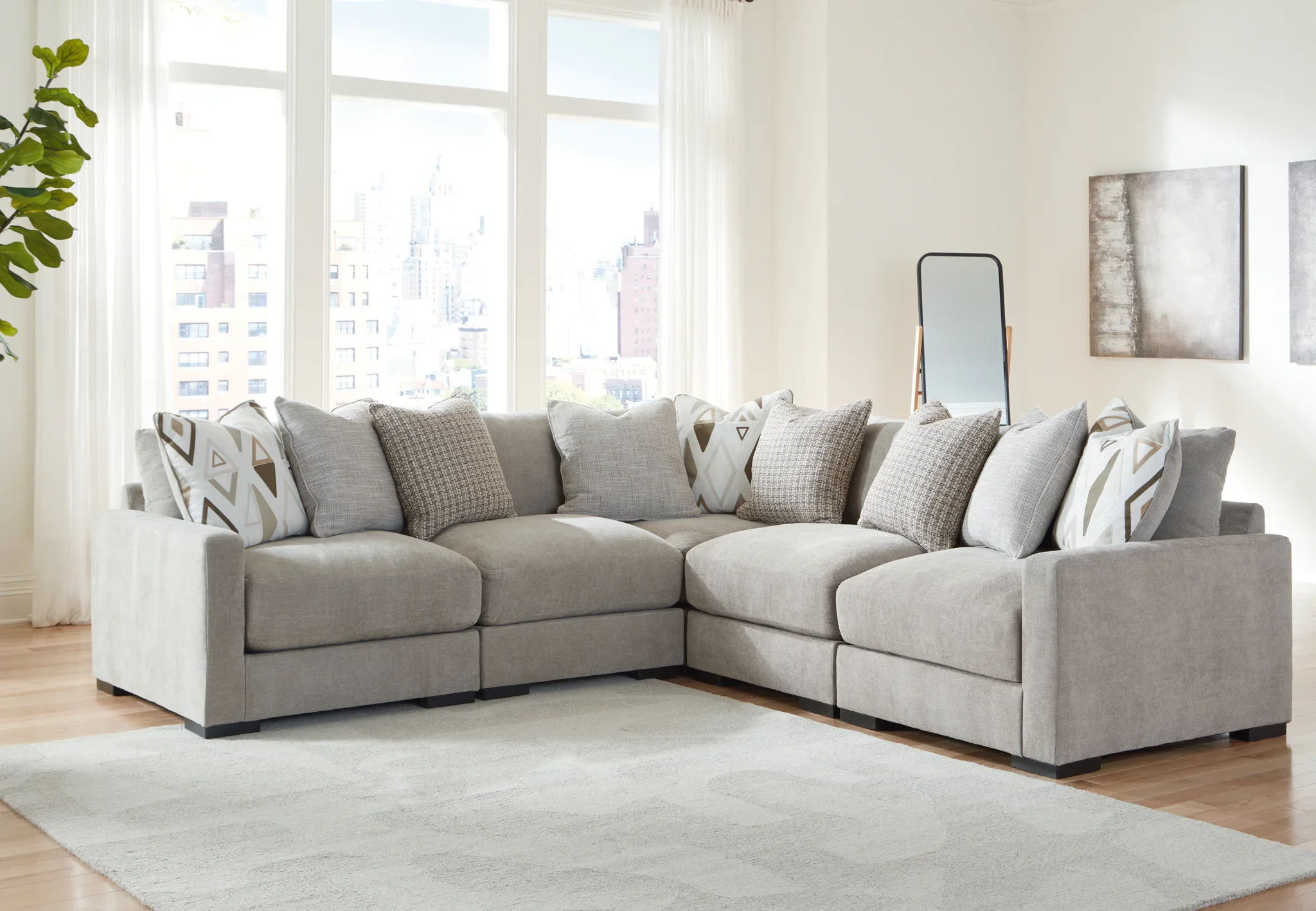 Aslan Court - Pebble - 5-Piece Sectional - Image 2