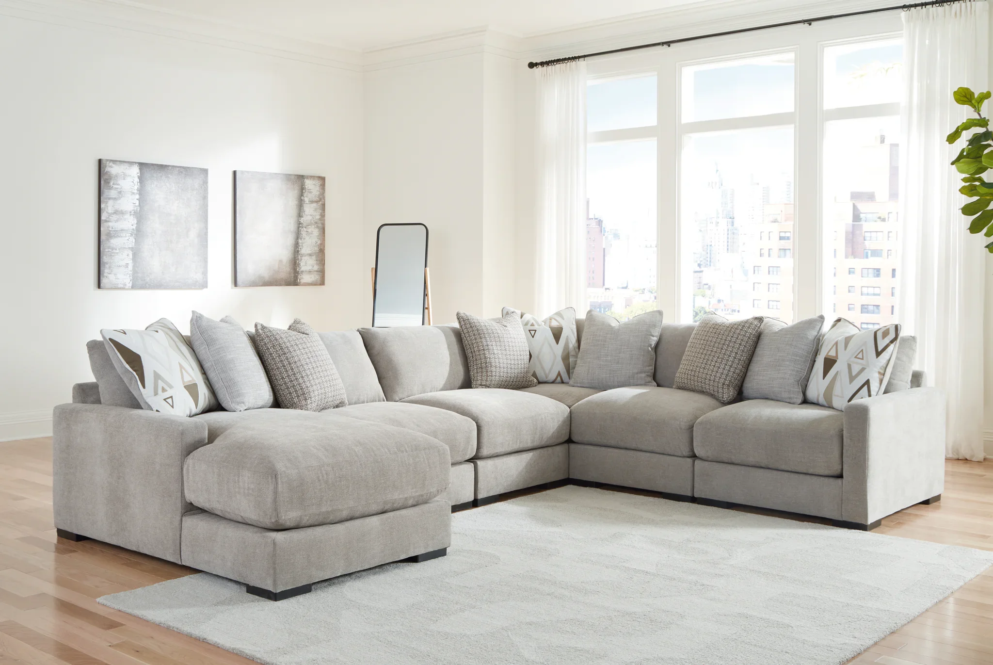 Aslan Court - Pebble - 6-Piece Sectional With LAF Corner Chaise - Image 2