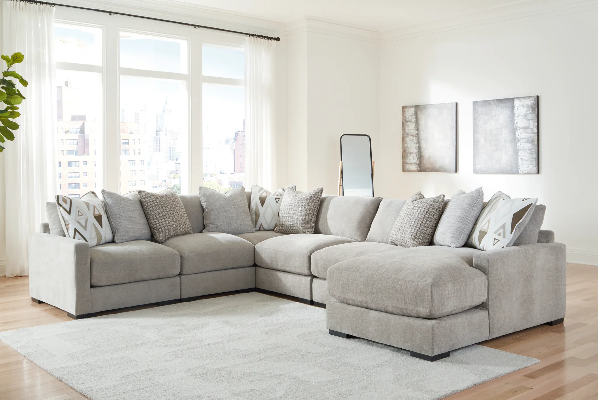 Aslan Court - Pebble - 6-Piece Sectional With Raf Corner Chaise - Image 2