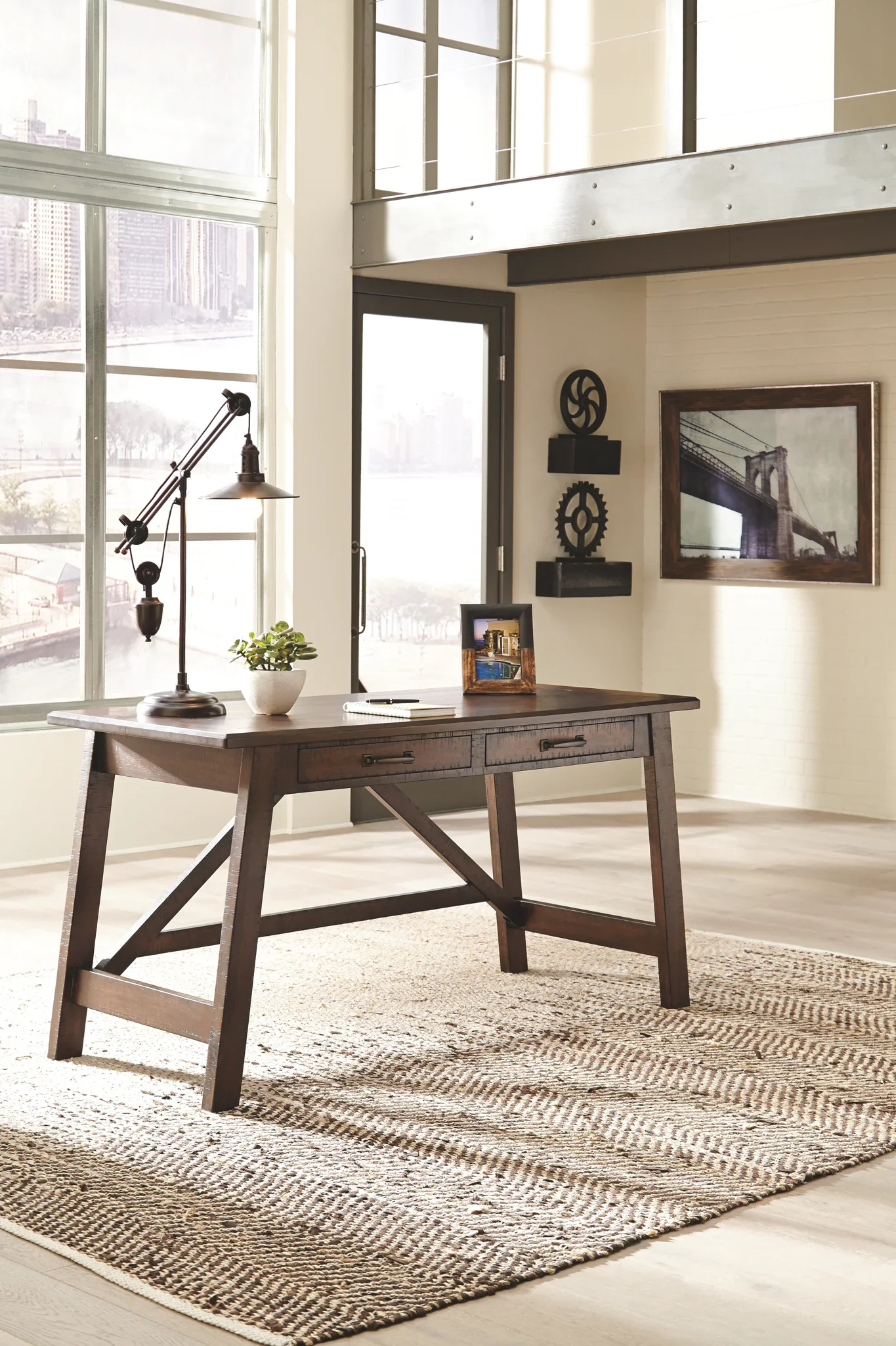 Baldridge - Rustic Brown - Home Office Large Leg Desk - Image 3