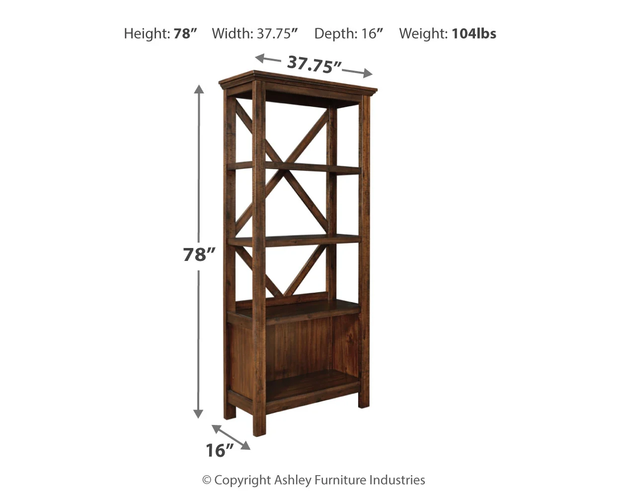 Baldridge - Rustic Brown - Large Bookcase - Image 4