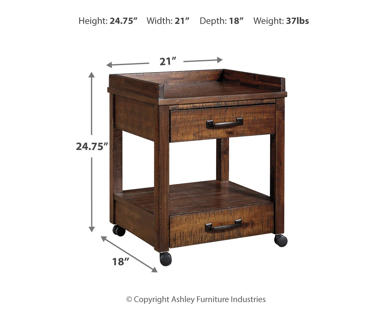 Baldridge - Rustic Brown - Printer Stand - Image 4